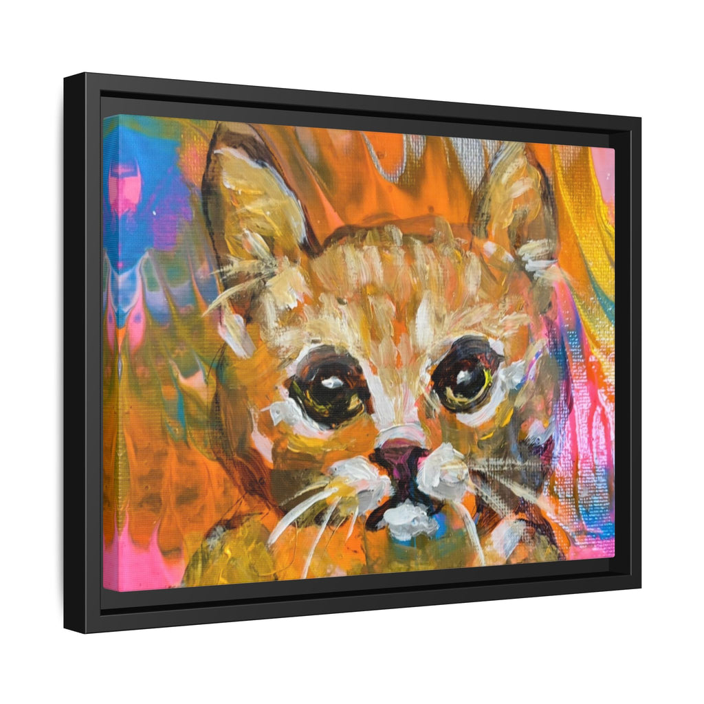Framed Matte Canvas: Colorful Abstract Ginger Cat Wall Art
