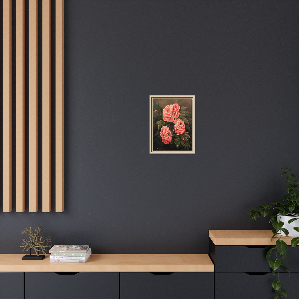 Framed Floral Canvas Art — Pink Peonies Matte Print
