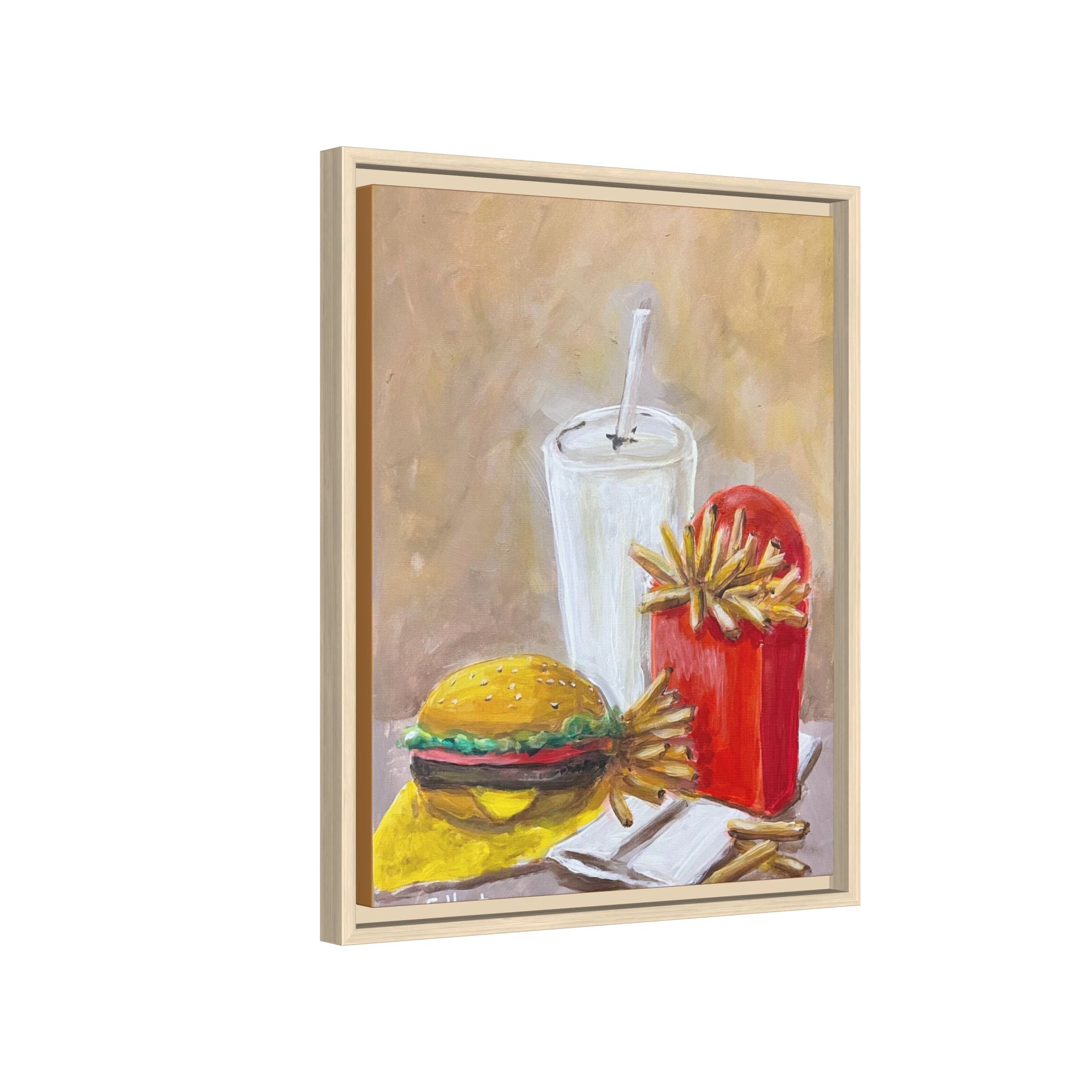 Fast Food Still Life Matte Canvas Framed Wall Art