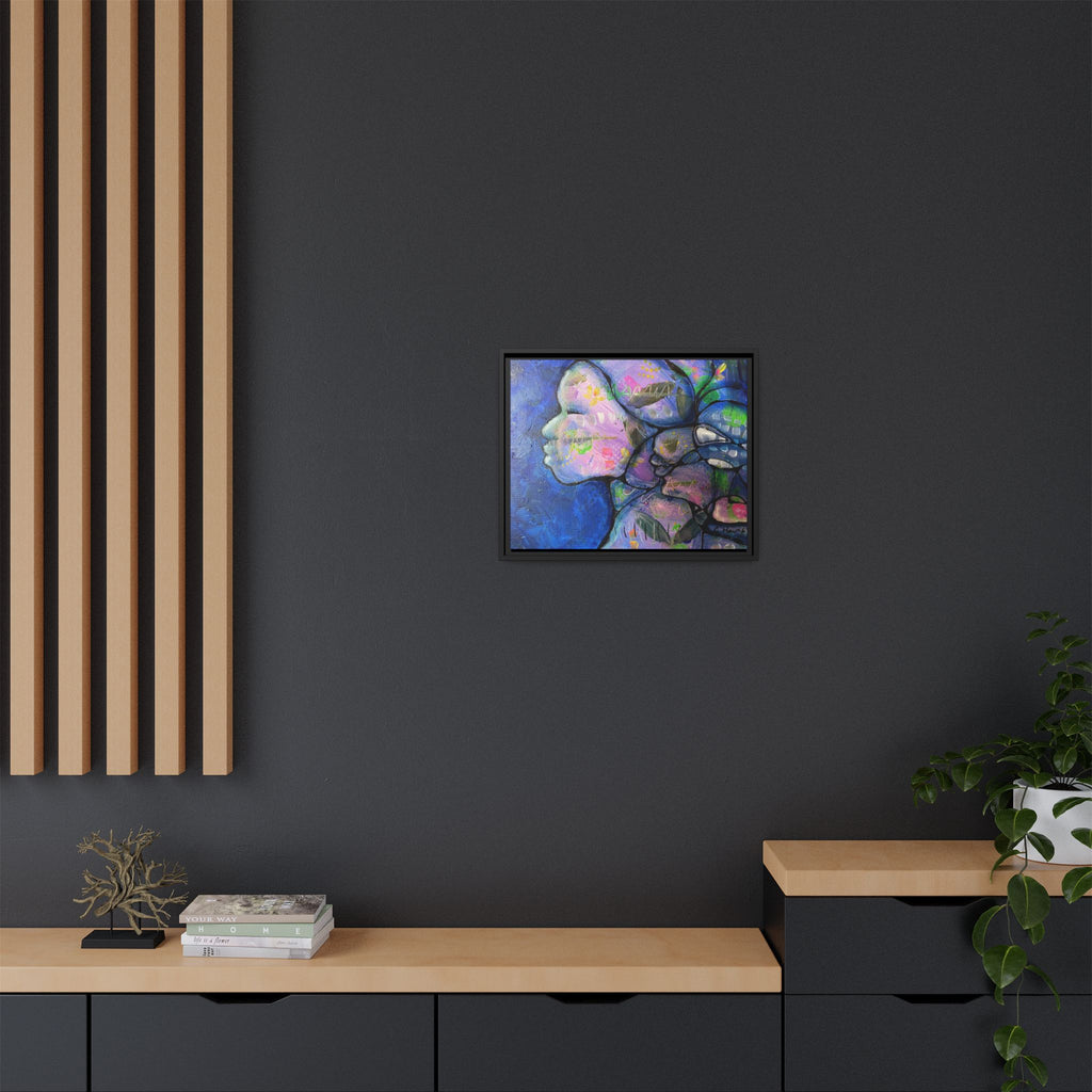 Abstract Woman Framed Matte Canvas Art — Colorful Abstract Profile Portrait