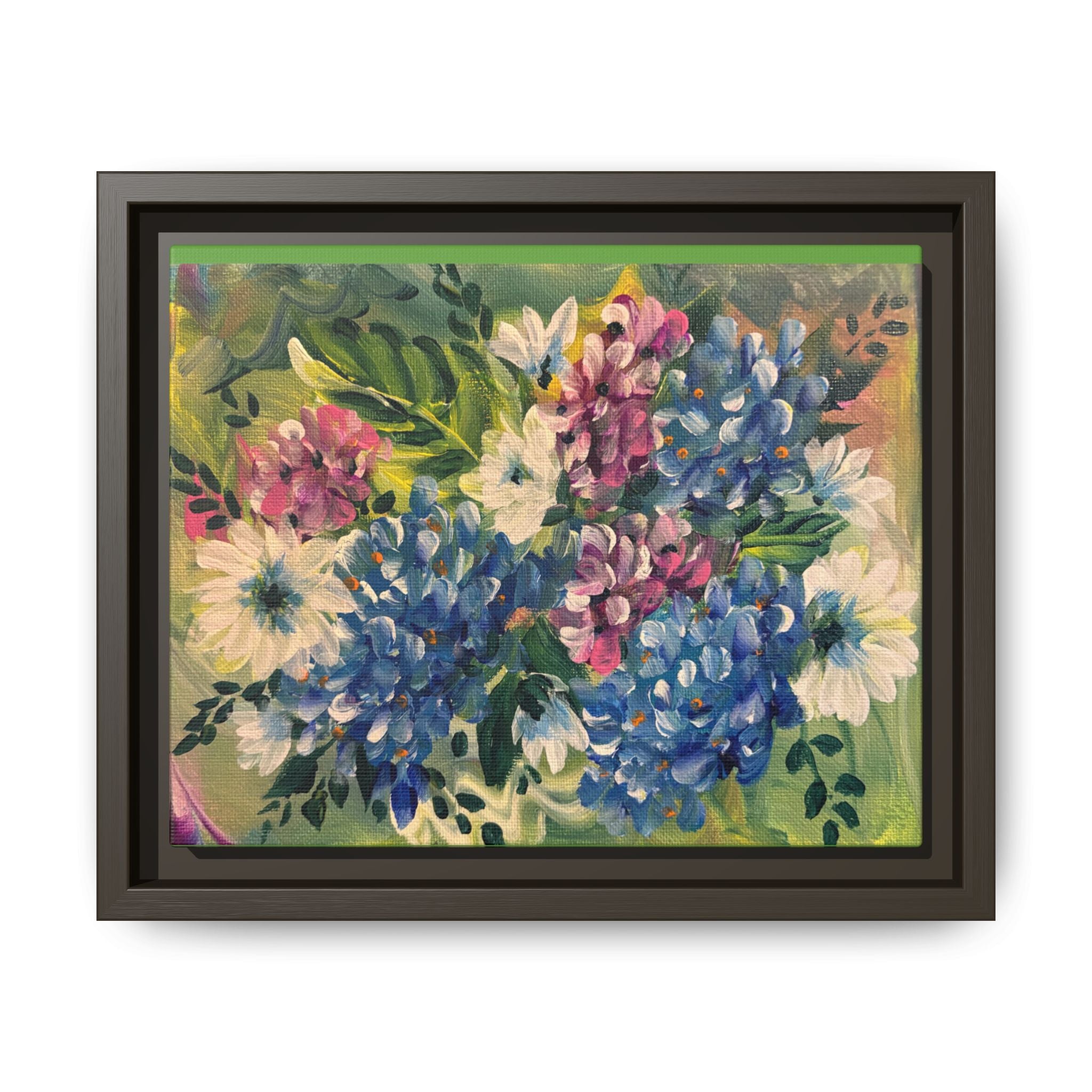 Floral Abstract Matte Canvas, Framed (Multi-color)