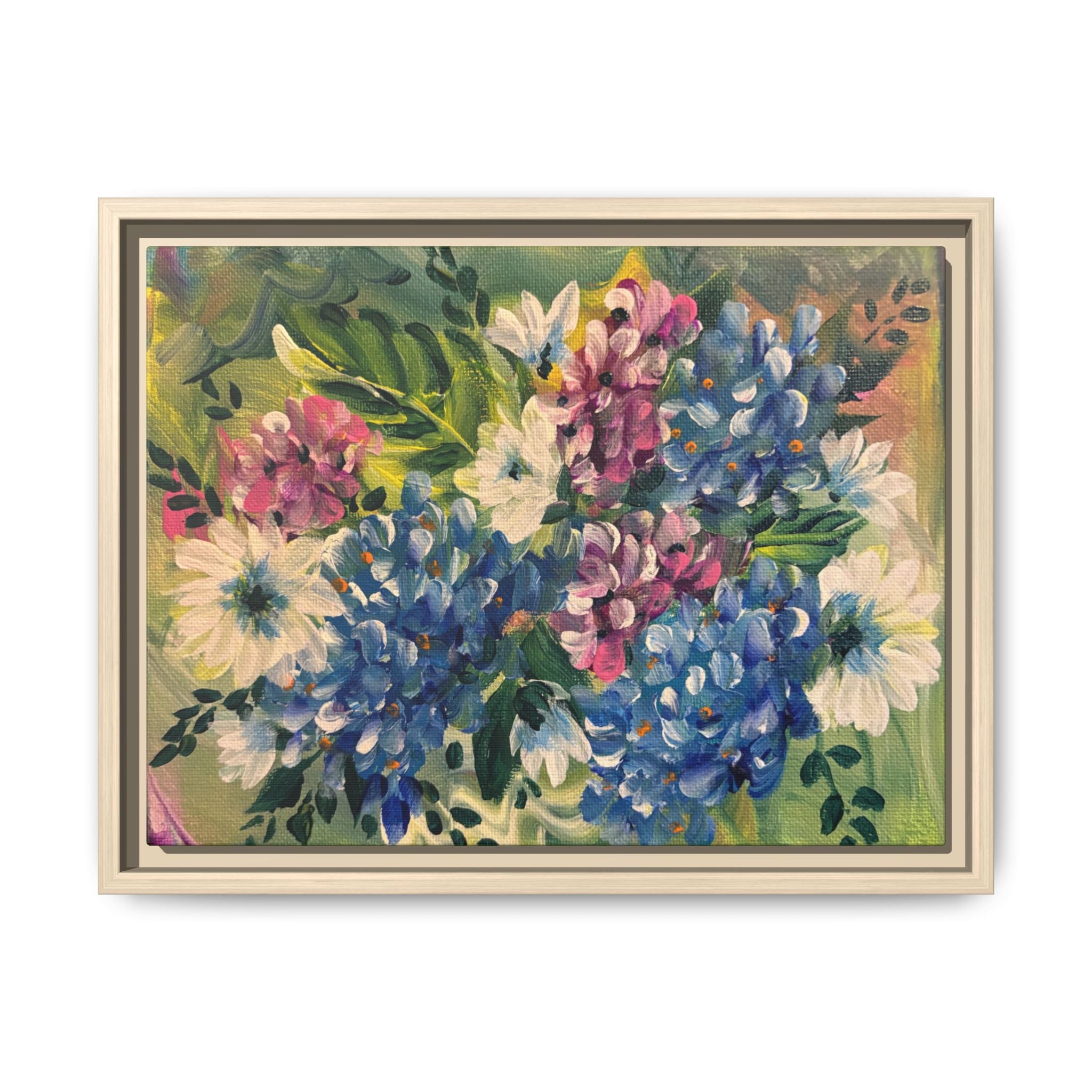 Floral Abstract Matte Canvas, Framed (Multi-color)