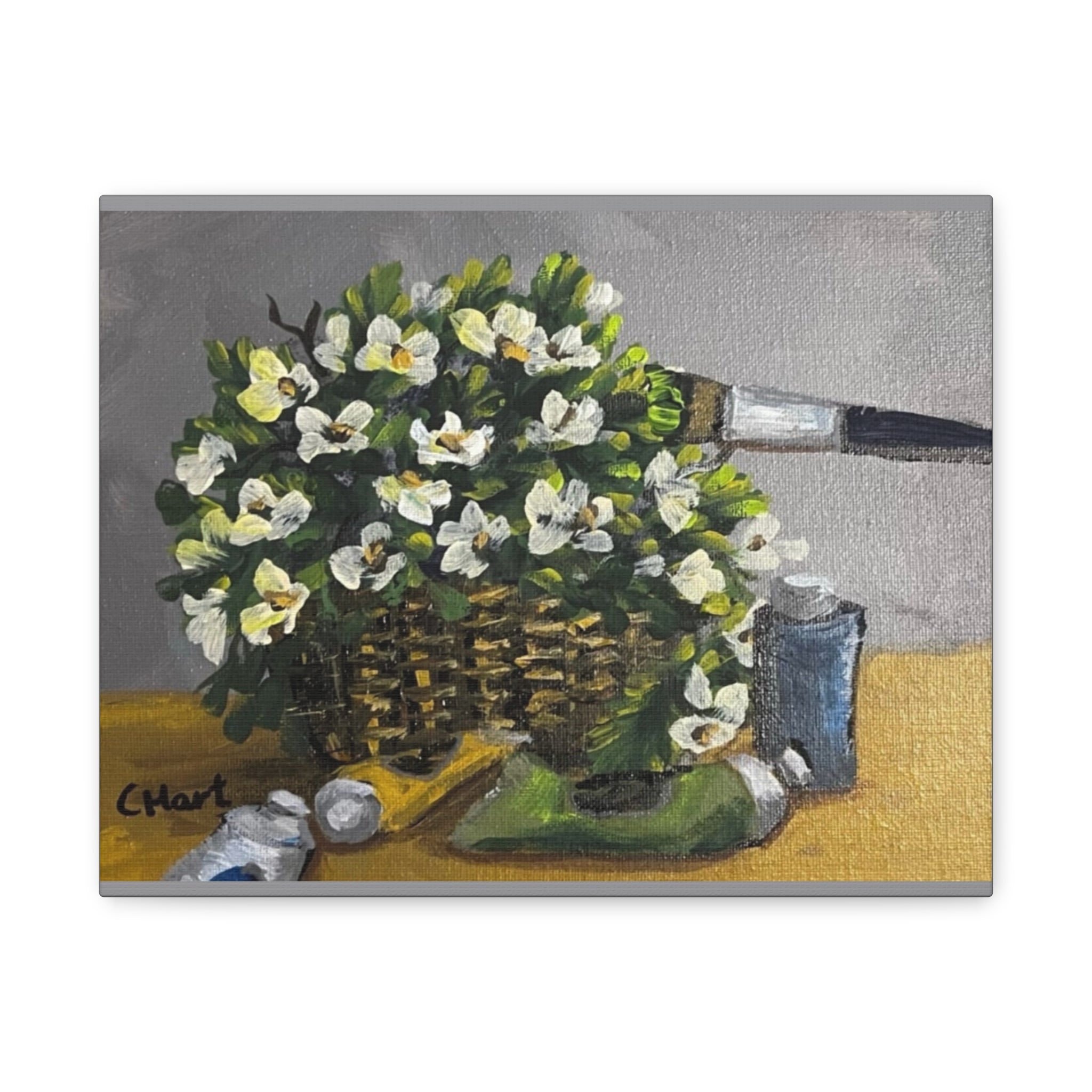 Flower Painting, Matte Printed Canvas, Stretched, 1.25"