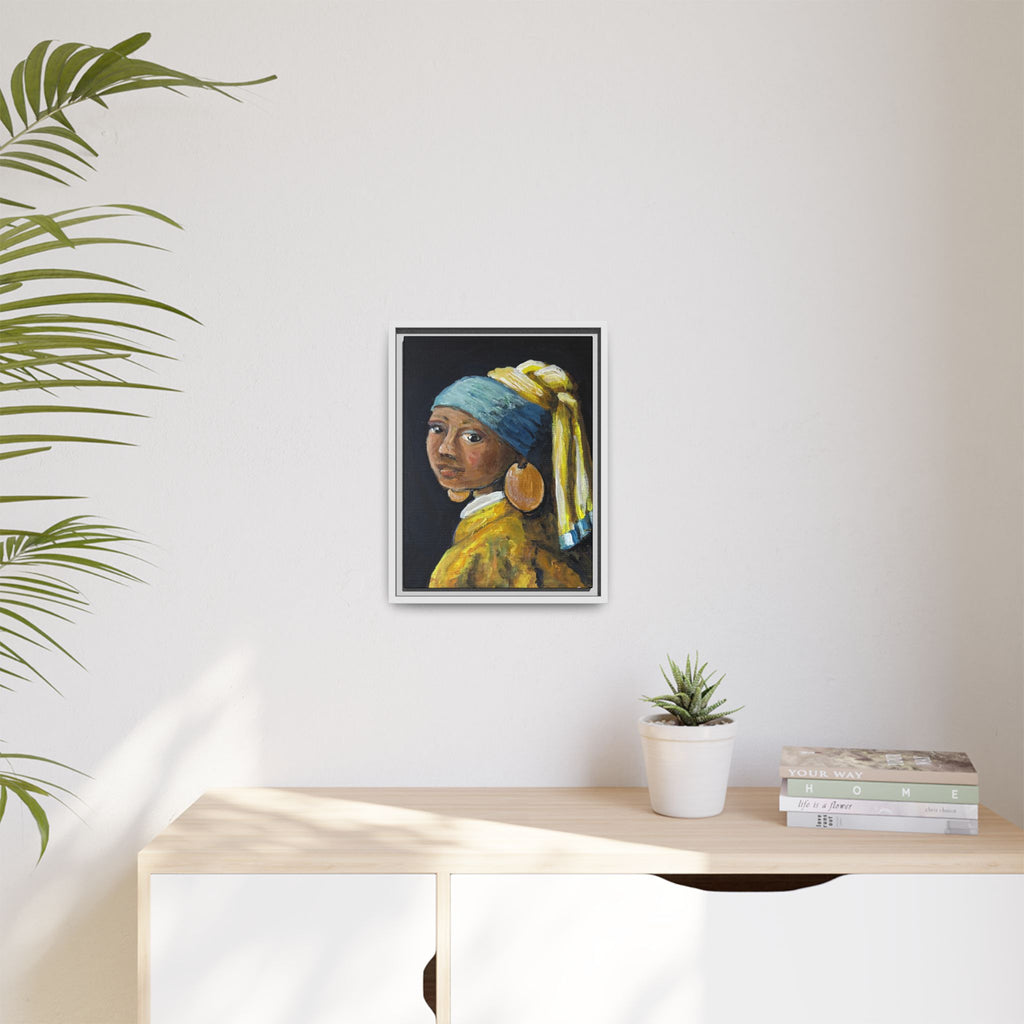 Girl with a Copper Earring, Framed Matte Canvas Print — new take on a classic.