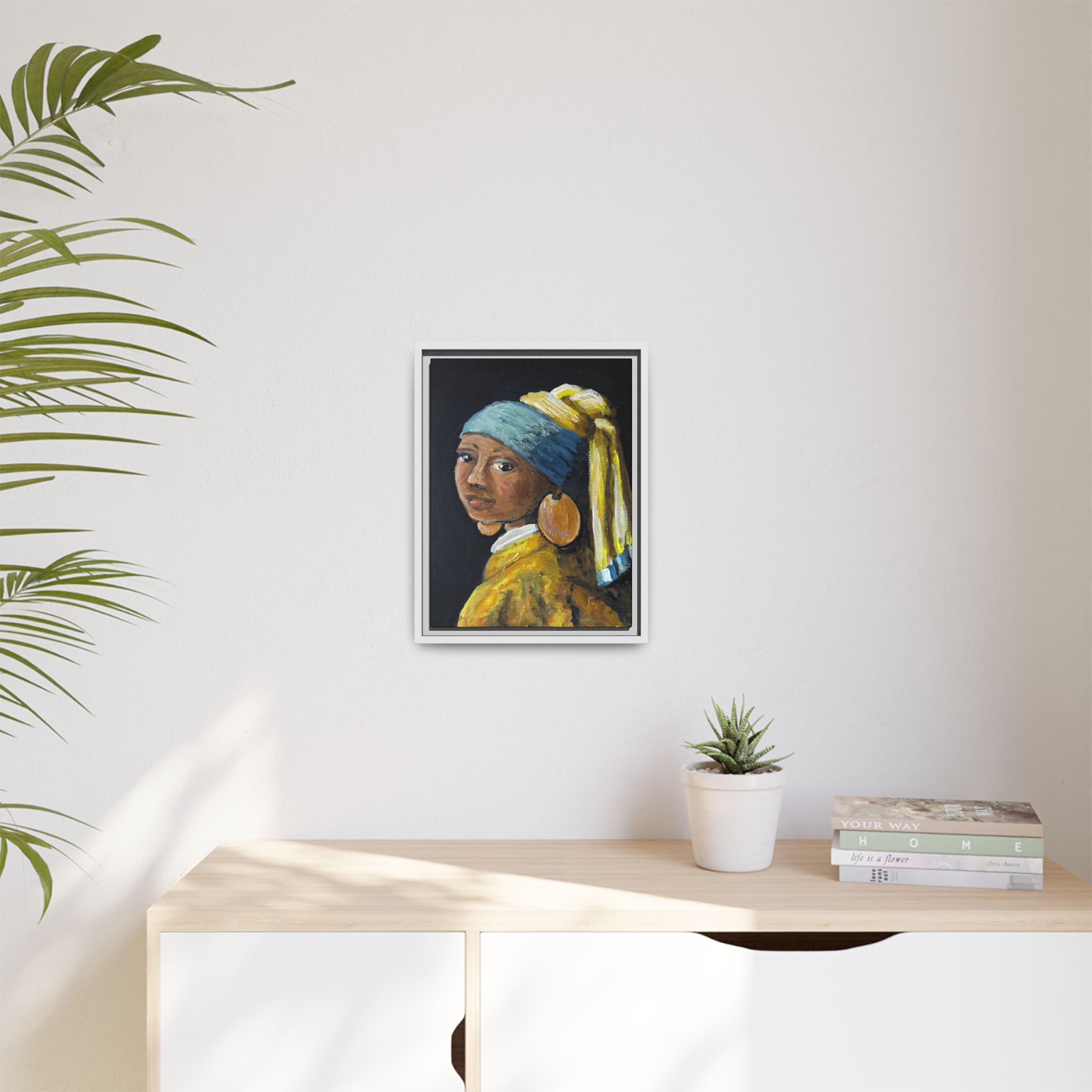 Girl with a Copper Earring, Framed Matte Canvas Print — new take on a classic.