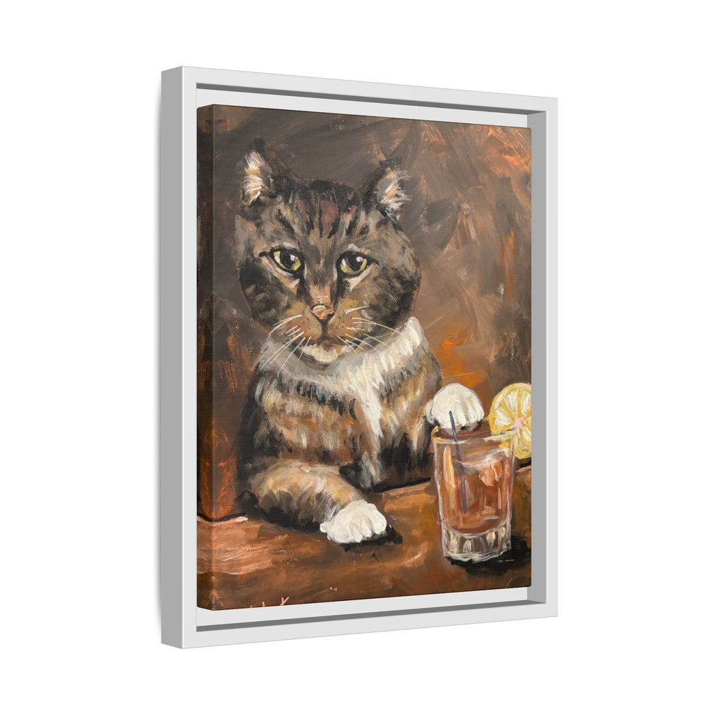 Tabby Cat With Drink - Matte Canvas Wall Art