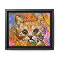 Framed Matte Canvas: Colorful Abstract Ginger Cat Wall Art