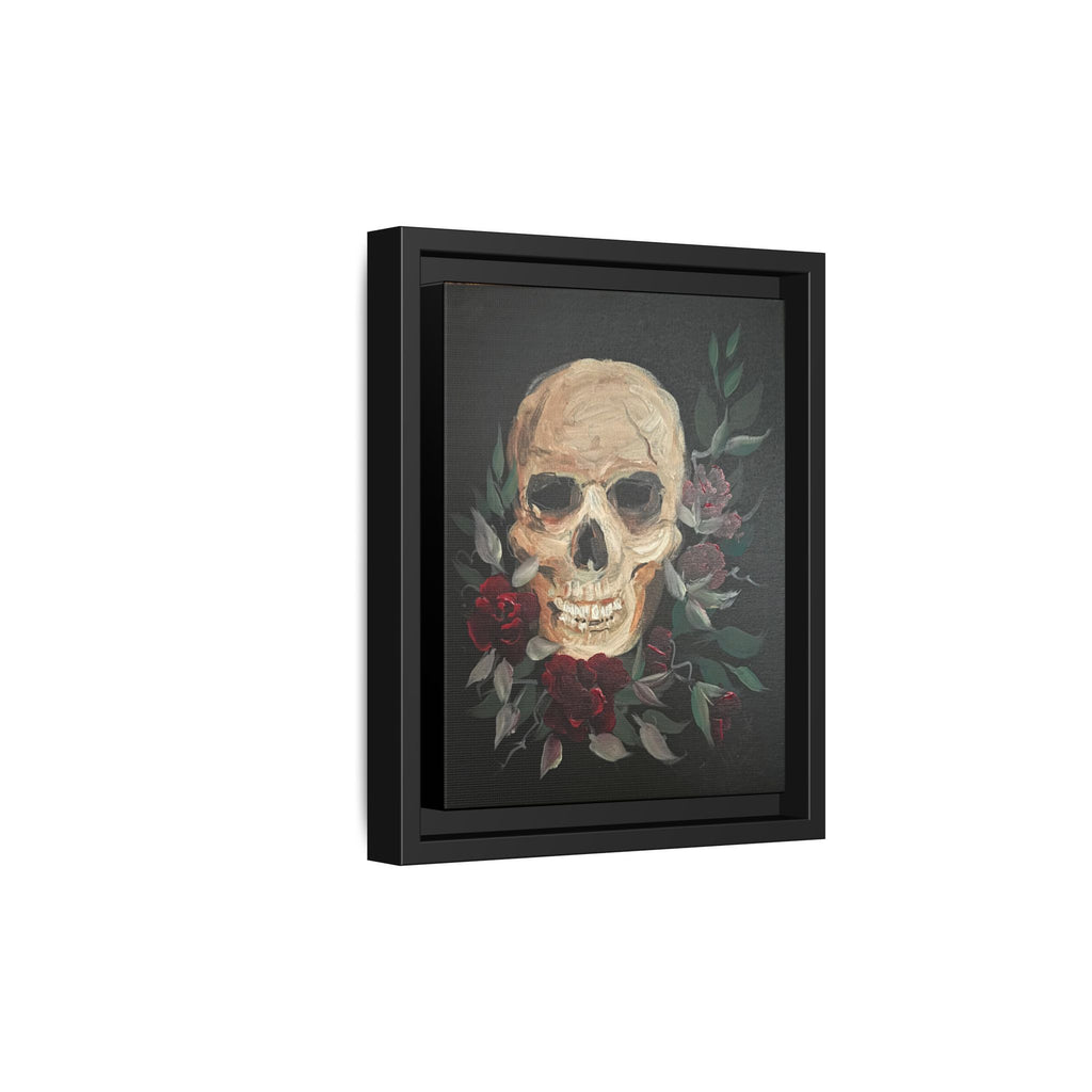 Framed Matte Canvas Skull & Roses Wall Art — Dark Gothic Home Decor