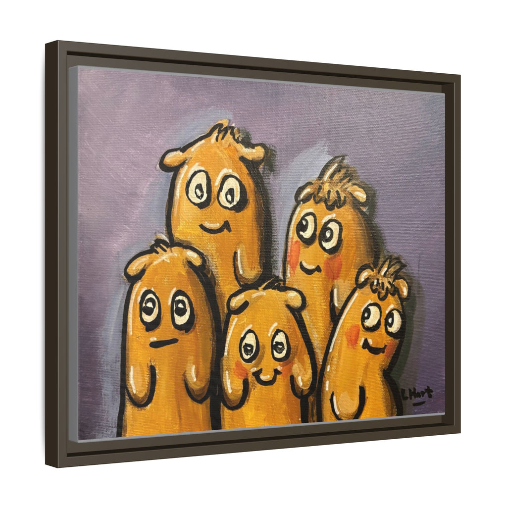 Whimsical Family Monsters Matte Canvas Framed Wall Art