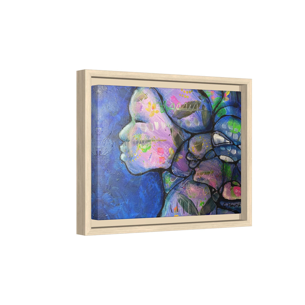 Abstract Woman Framed Matte Canvas Art — Colorful Abstract Profile Portrait