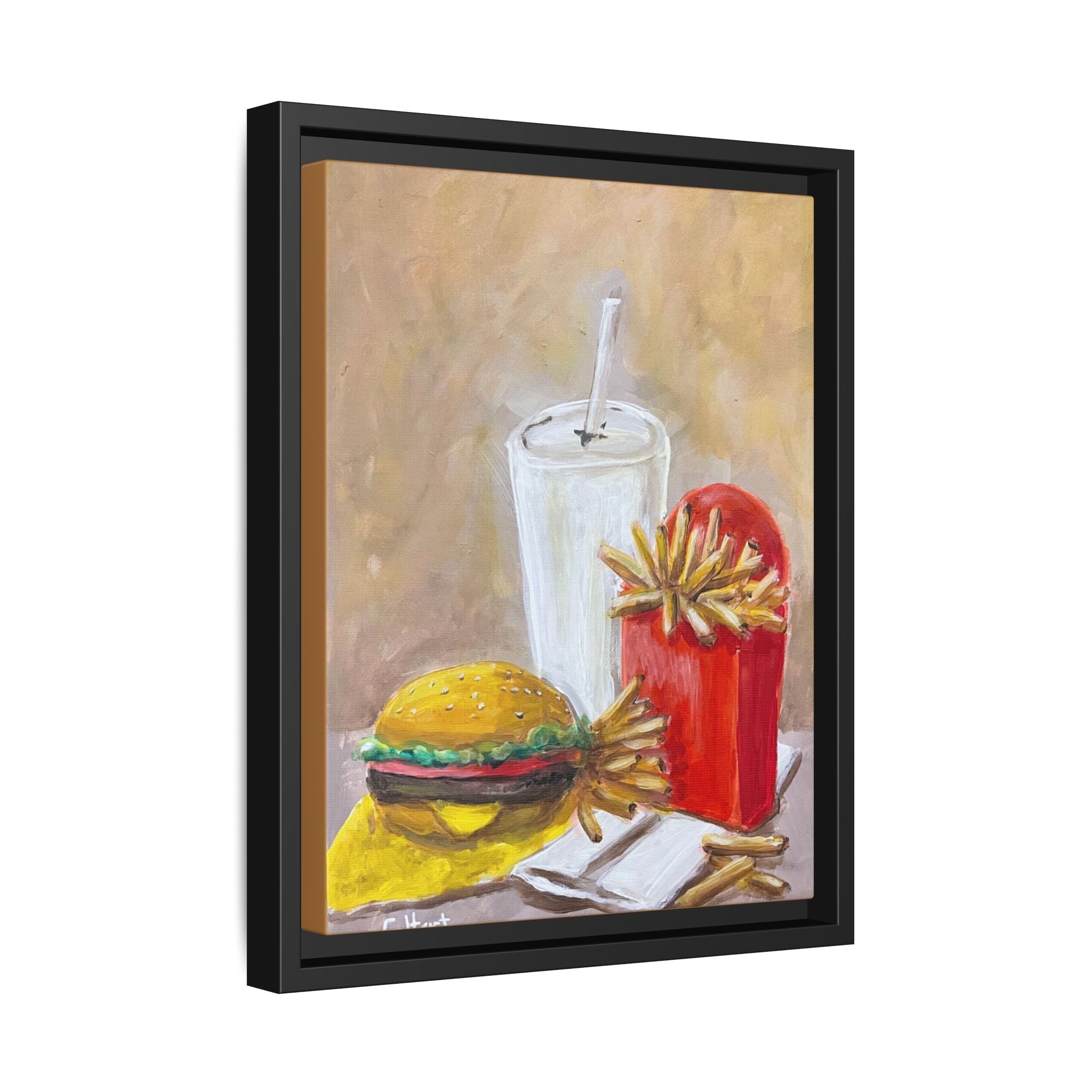 Fast Food Still Life Matte Canvas Framed Wall Art