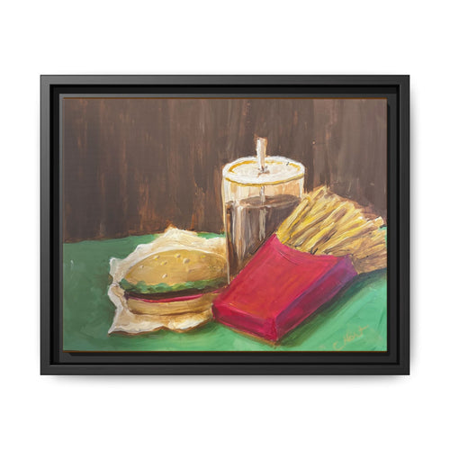 Burger and Fries Matte Canvas, Framed (Multi-color)