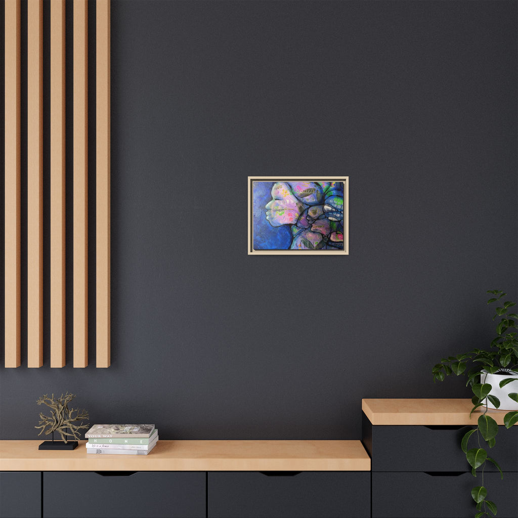 Abstract Woman Framed Matte Canvas Art — Colorful Abstract Profile Portrait