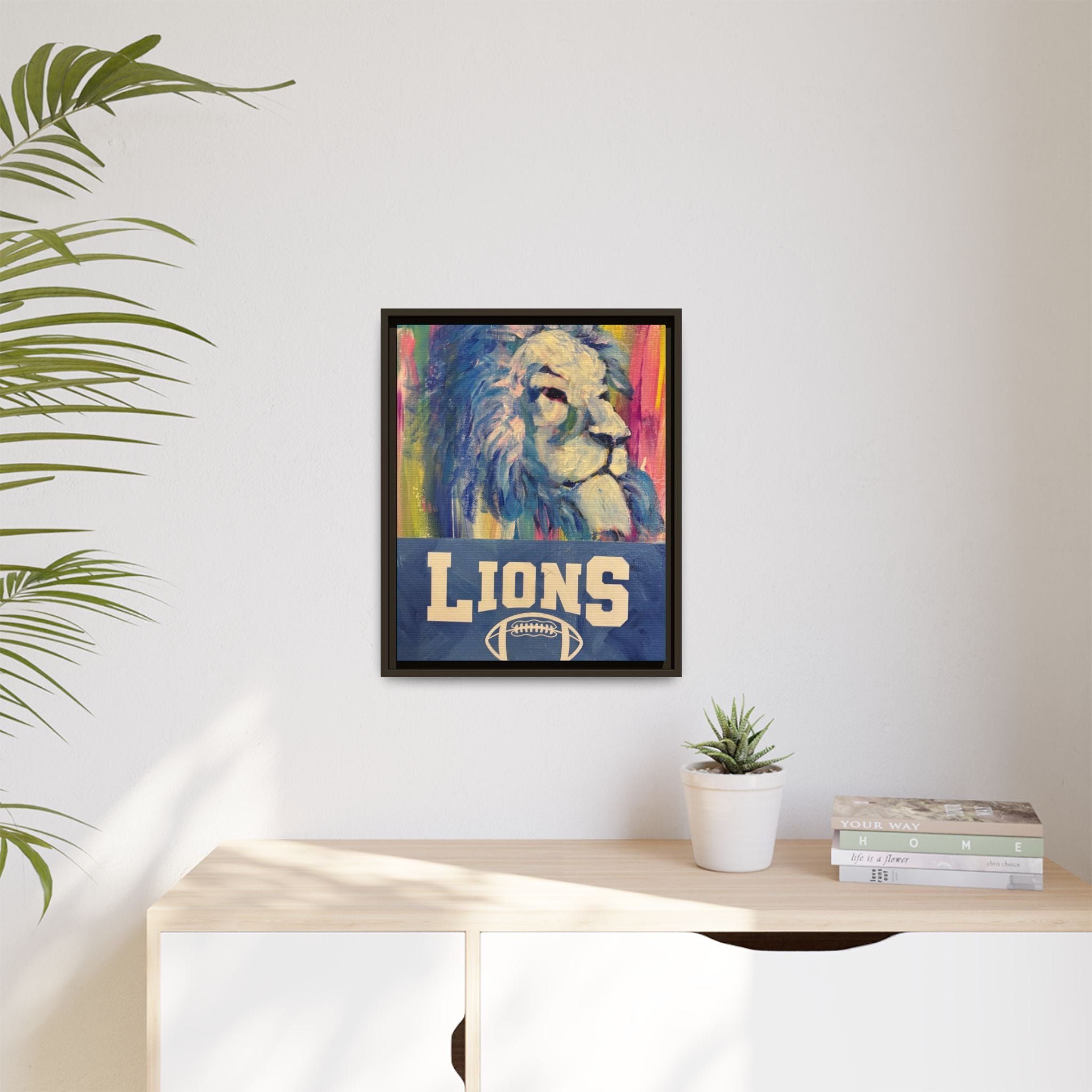 Lion, Matte Canvas, Framed (Multi-color)