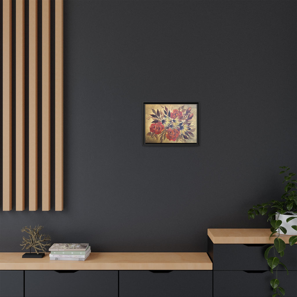 Framed Floral Canvas Wall Art — Vintage Rose Bouquet Matte Print