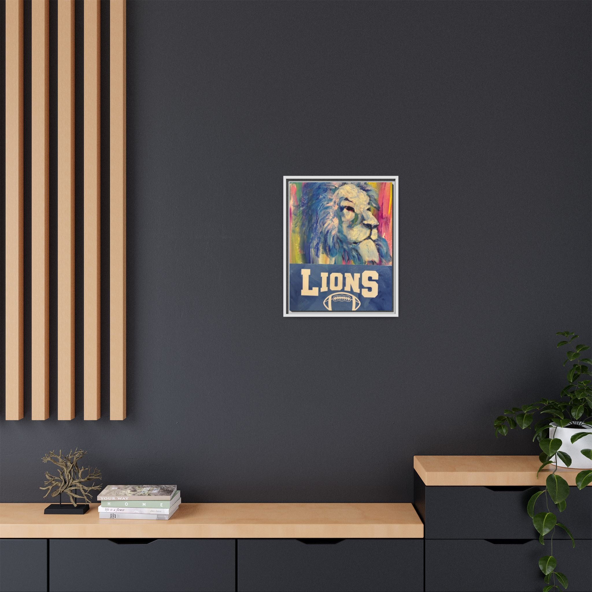 Lion, Matte Canvas, Framed (Multi-color)