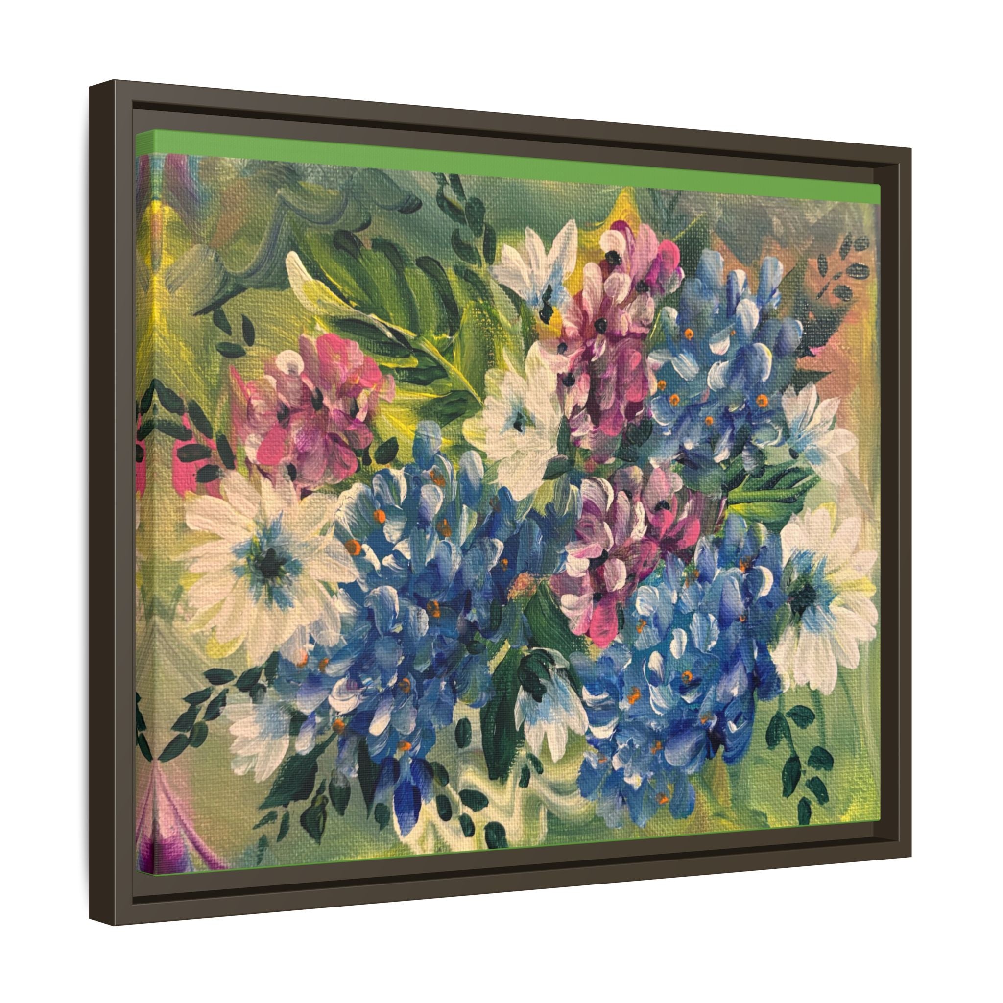 Floral Abstract Matte Canvas, Framed (Multi-color)