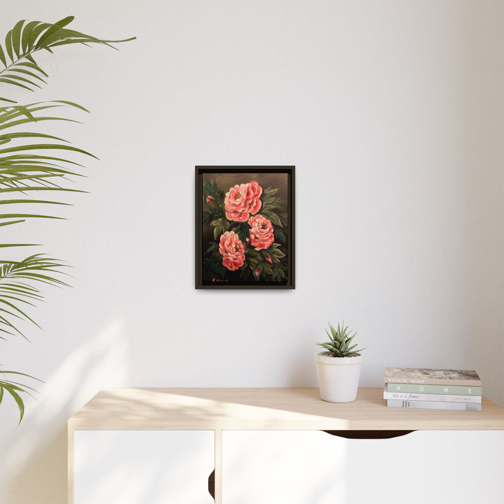 Framed Floral Canvas Art — Pink Peonies Matte Print