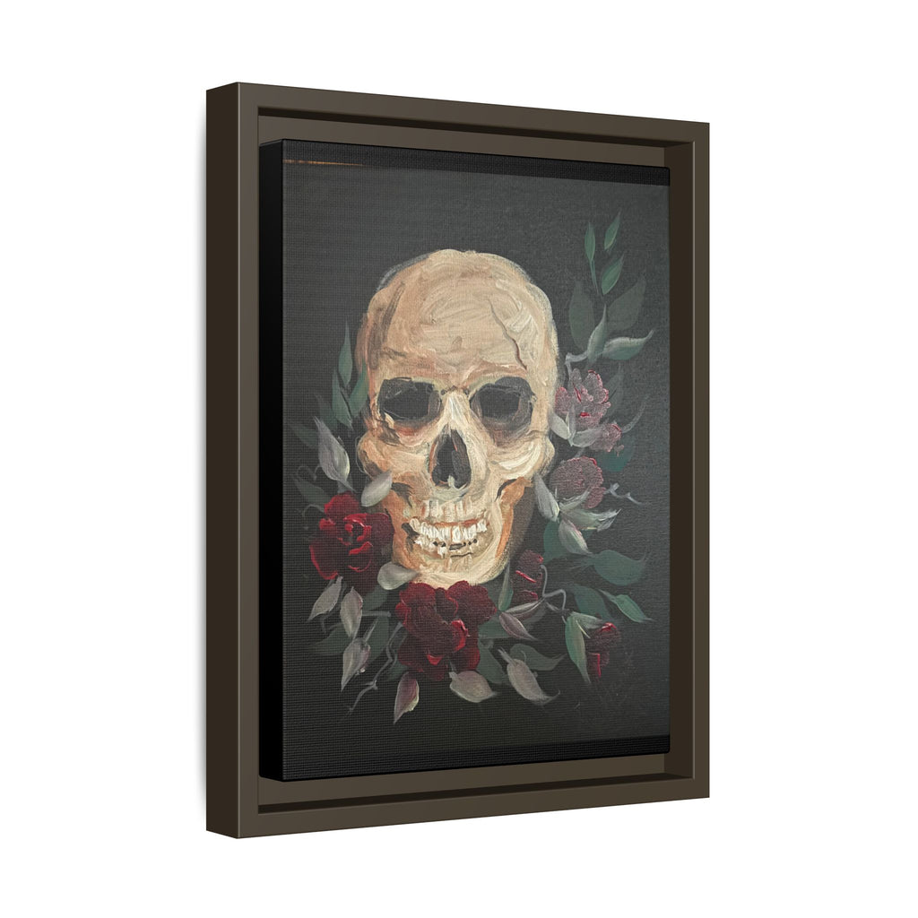 Framed Matte Canvas Skull & Roses Wall Art — Dark Gothic Home Decor