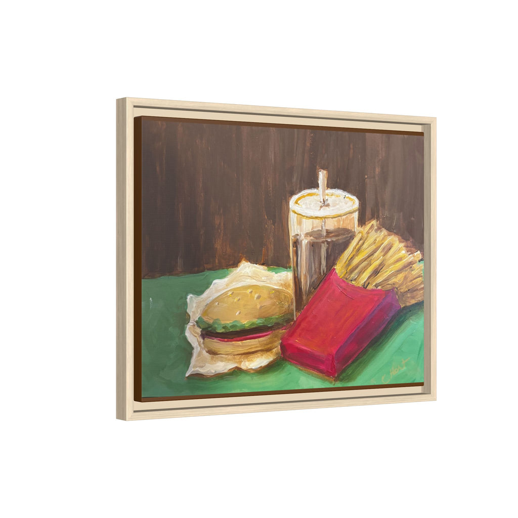 Burger and Fries Matte Canvas, Framed (Multi-color)