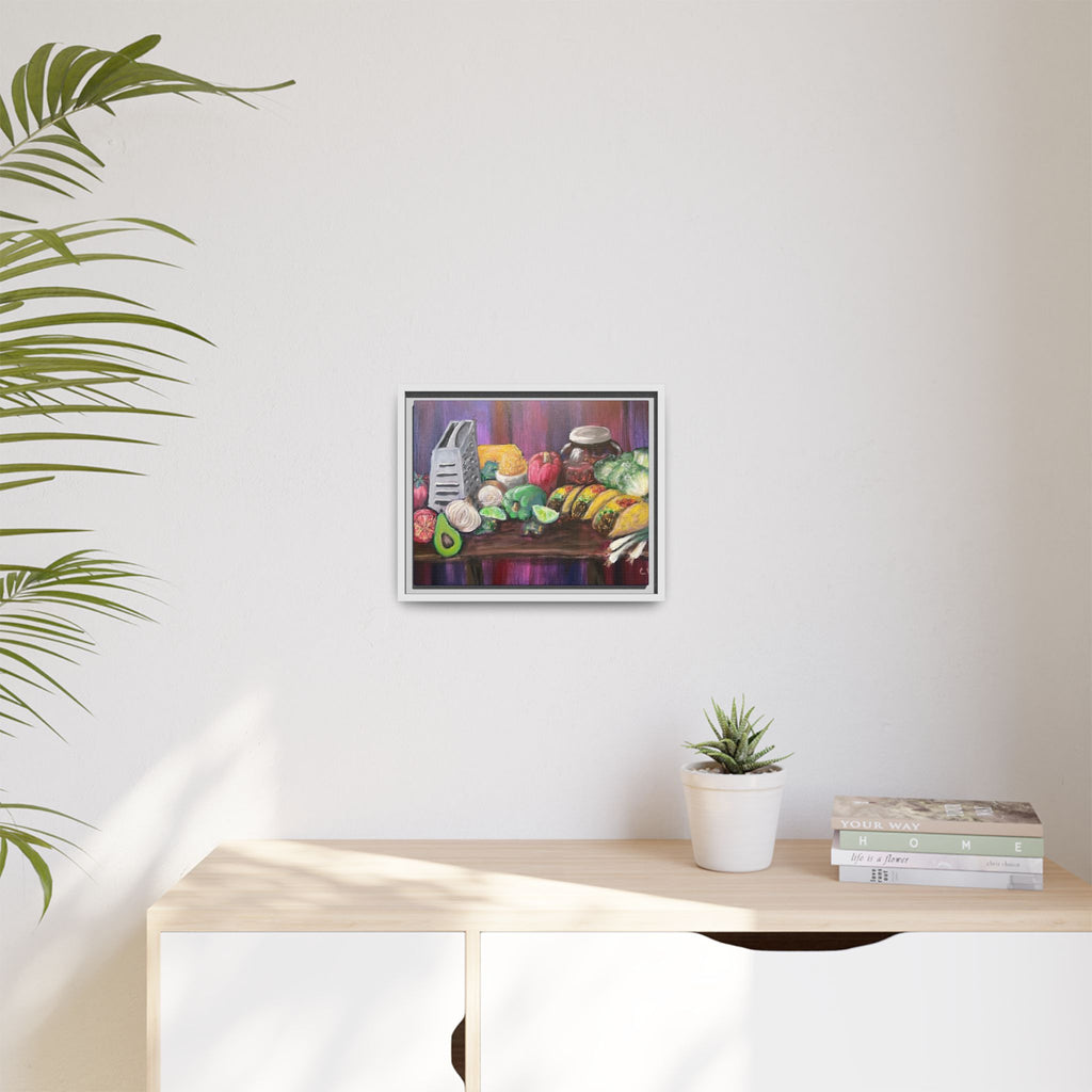 Taco Tuesday Framed Matte Canvas: Colorful Kitchen Still Life Painting