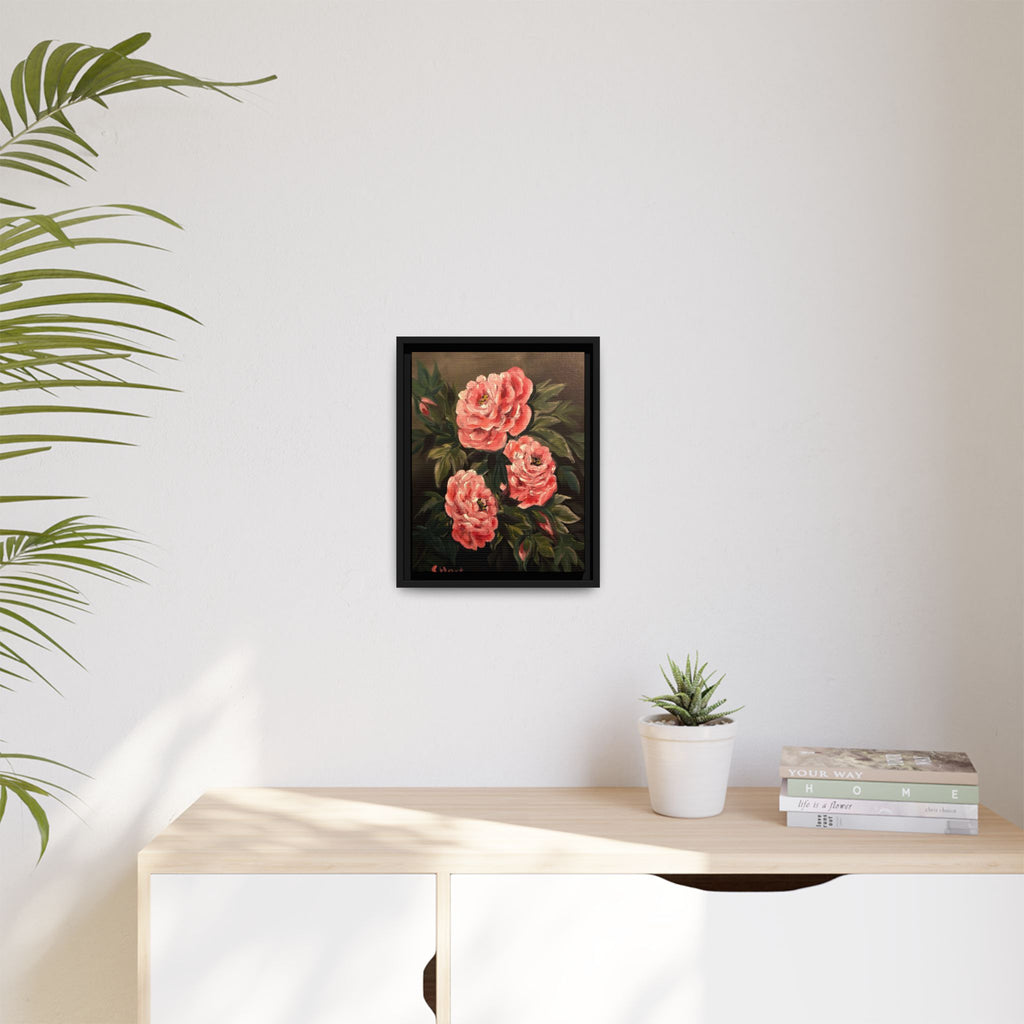 Framed Floral Canvas Art — Pink Peonies Matte Print