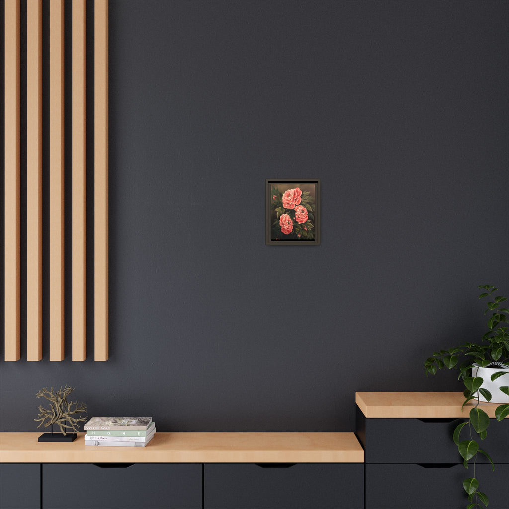 Framed Floral Canvas Art — Pink Peonies Matte Print