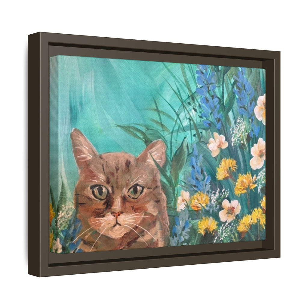 Framed Cat Portrait Canvas — Floral Wall Art