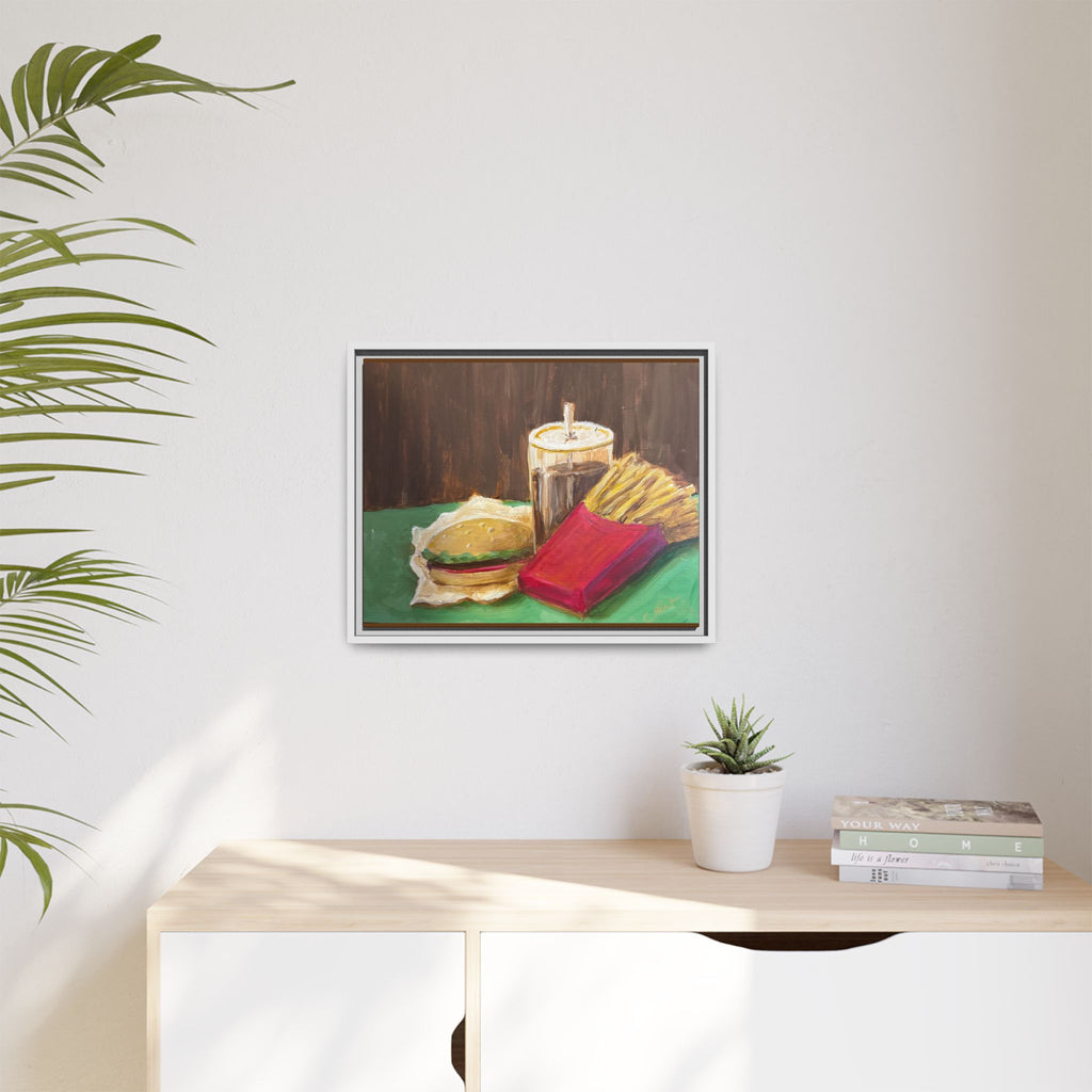 Burger and Fries Matte Canvas, Framed (Multi-color)