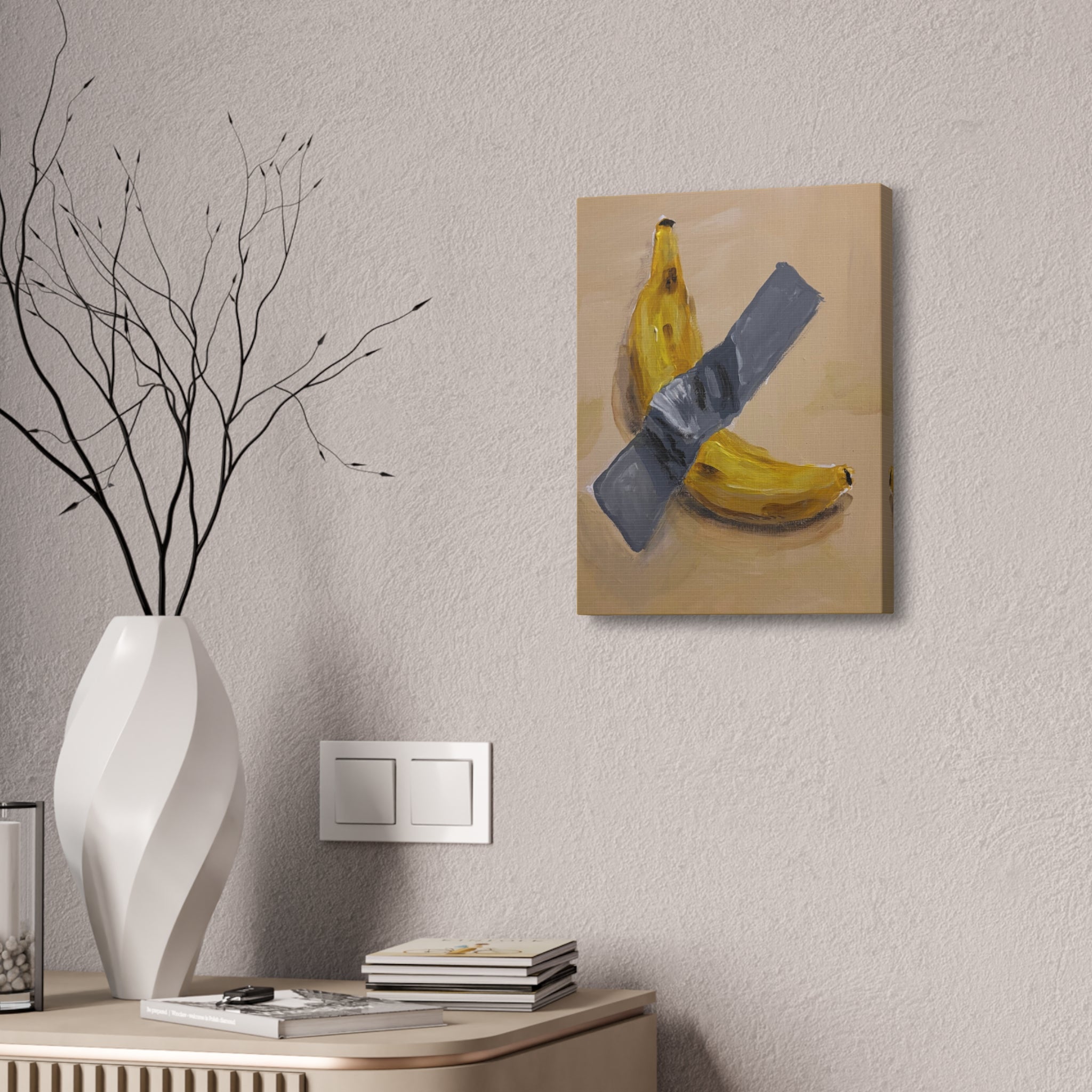 Duct Tape Banana Satire Canvas Print — Modern Pop Art Wall Decor
