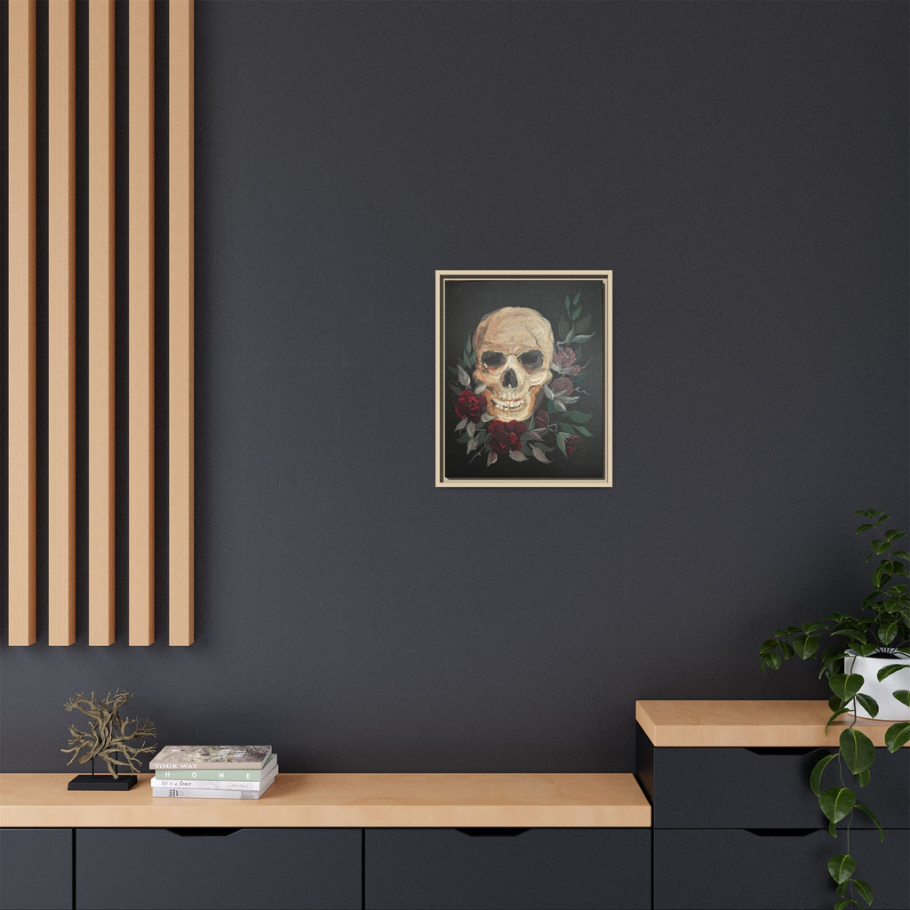 Framed Matte Canvas Skull & Roses Wall Art — Dark Gothic Home Decor