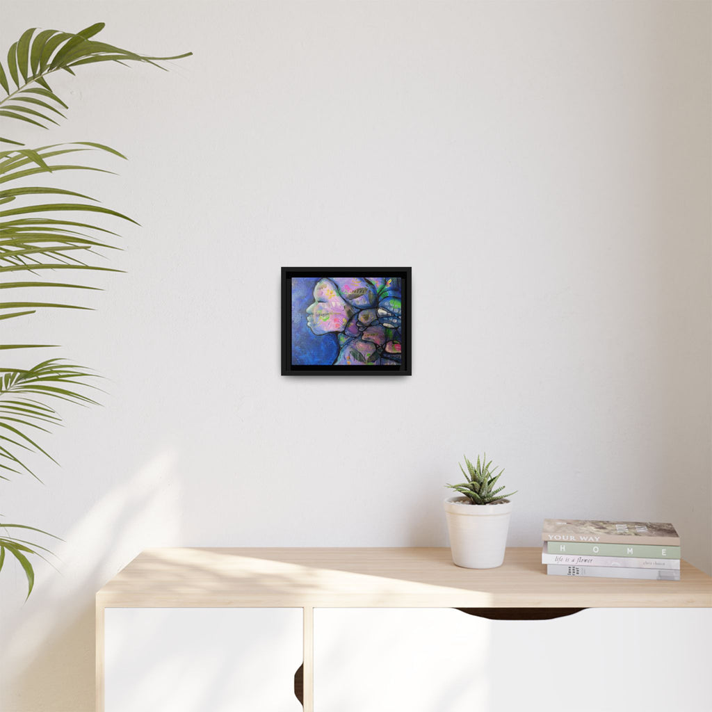 Abstract Woman Framed Matte Canvas Art — Colorful Abstract Profile Portrait