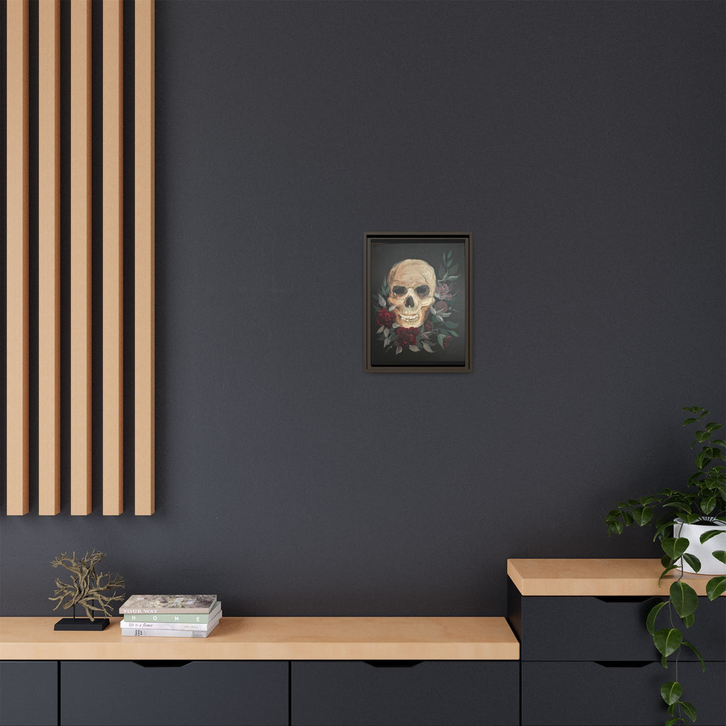 Framed Matte Canvas Skull & Roses Wall Art — Dark Gothic Home Decor