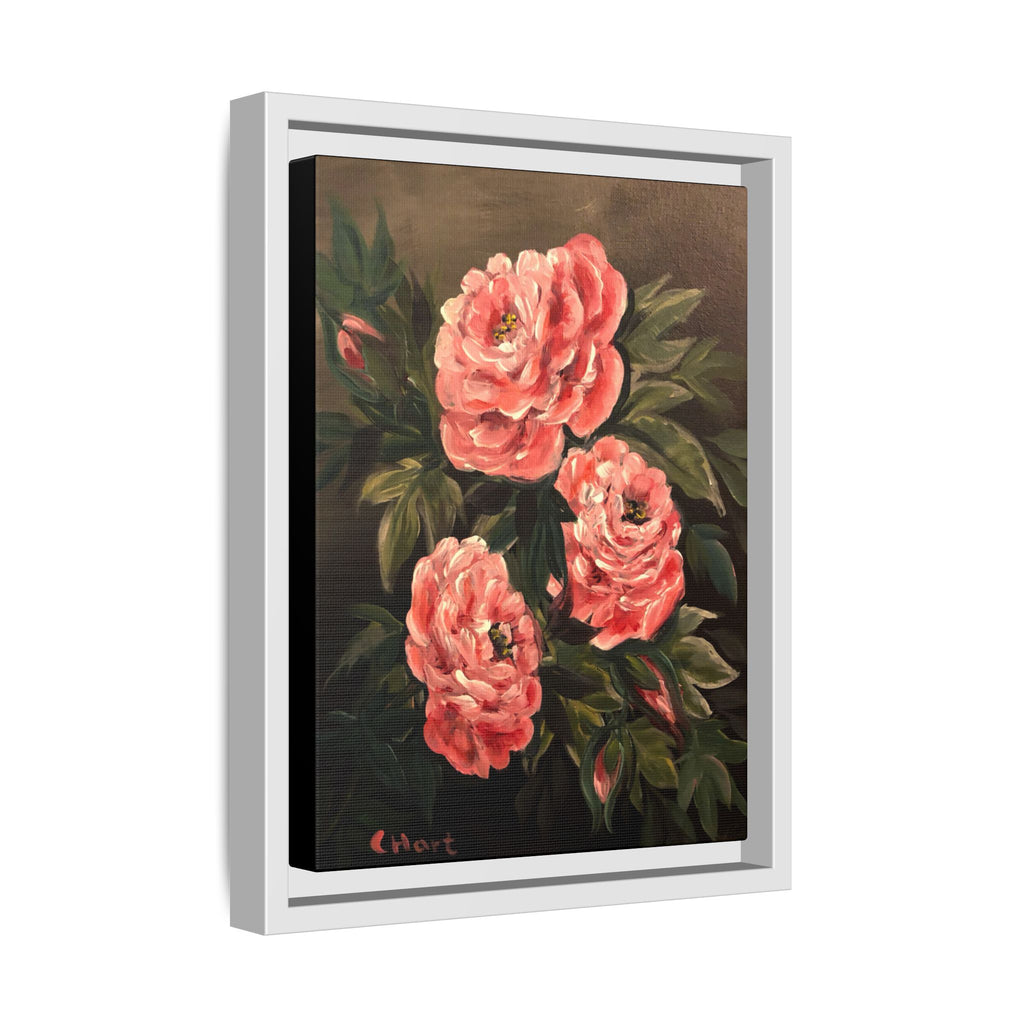 Framed Floral Canvas Art — Pink Peonies Matte Print