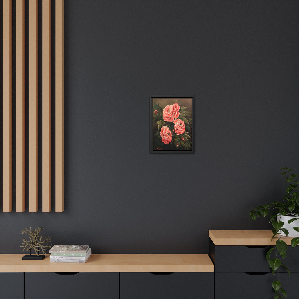 Framed Floral Canvas Art — Pink Peonies Matte Print