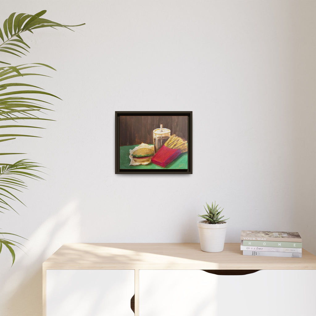 Burger and Fries Matte Canvas, Framed (Multi-color)