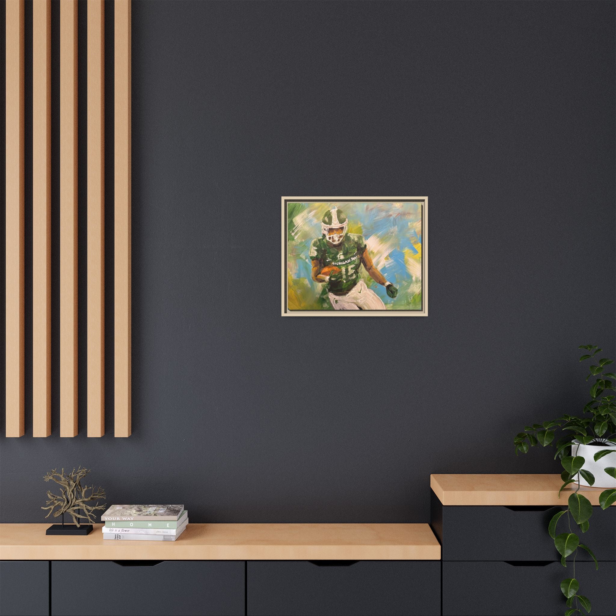 Abstract Football Matte Canvas, Framed (Multi-color)