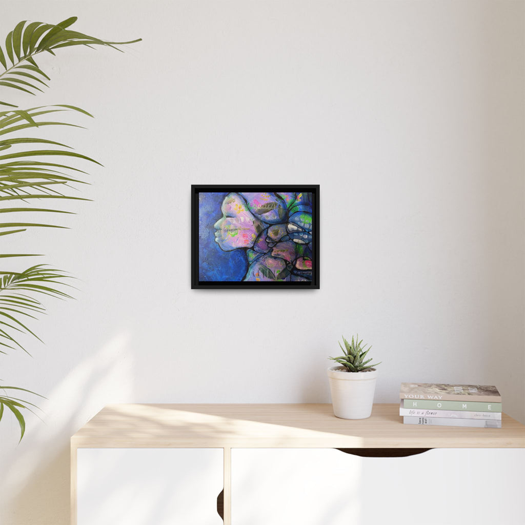 Abstract Woman Framed Matte Canvas Art — Colorful Abstract Profile Portrait