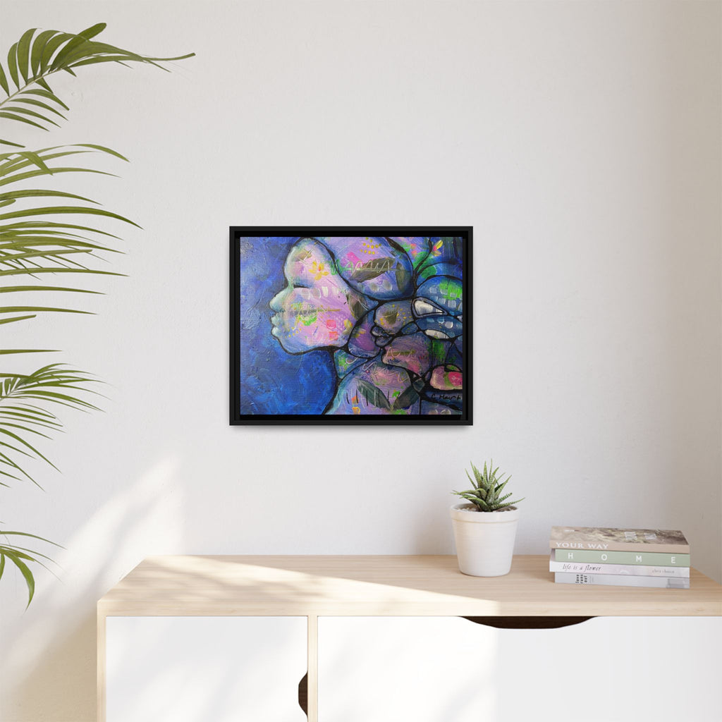 Abstract Woman Framed Matte Canvas Art — Colorful Abstract Profile Portrait