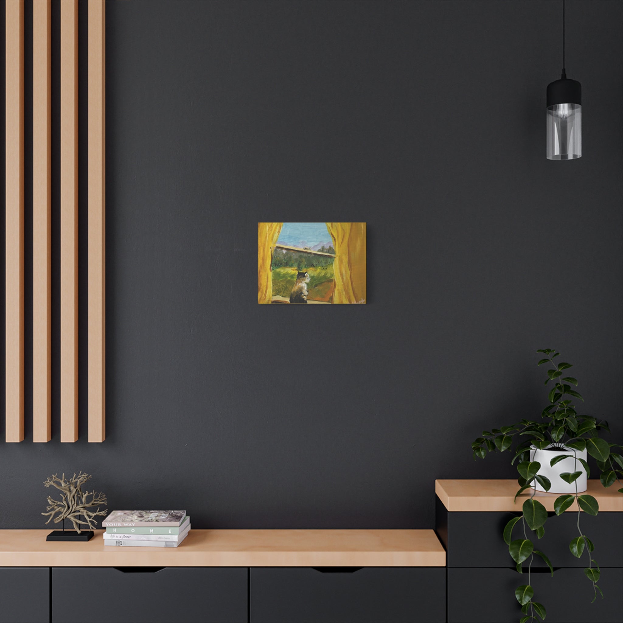 Thinking Cat - Matte Canvas Wall Art (Stretched 1.25")