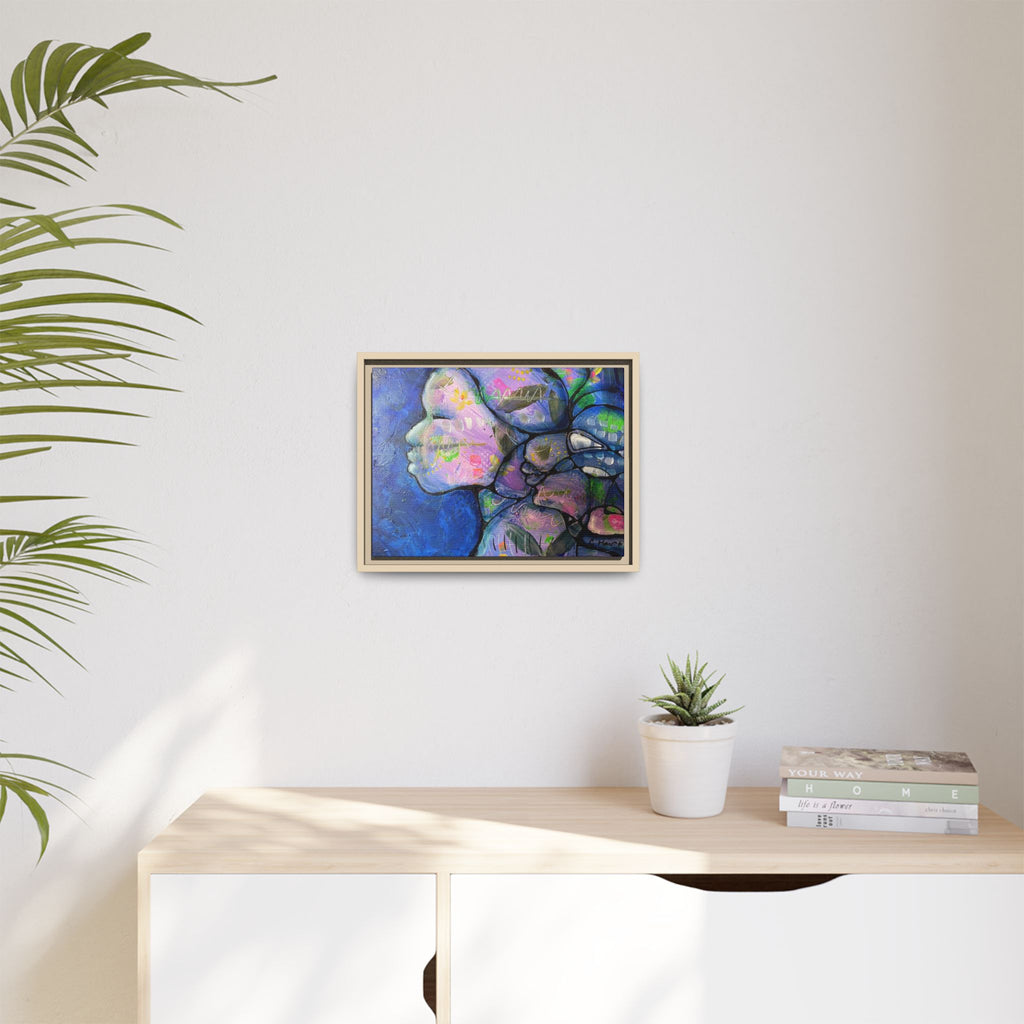 Abstract Woman Framed Matte Canvas Art — Colorful Abstract Profile Portrait