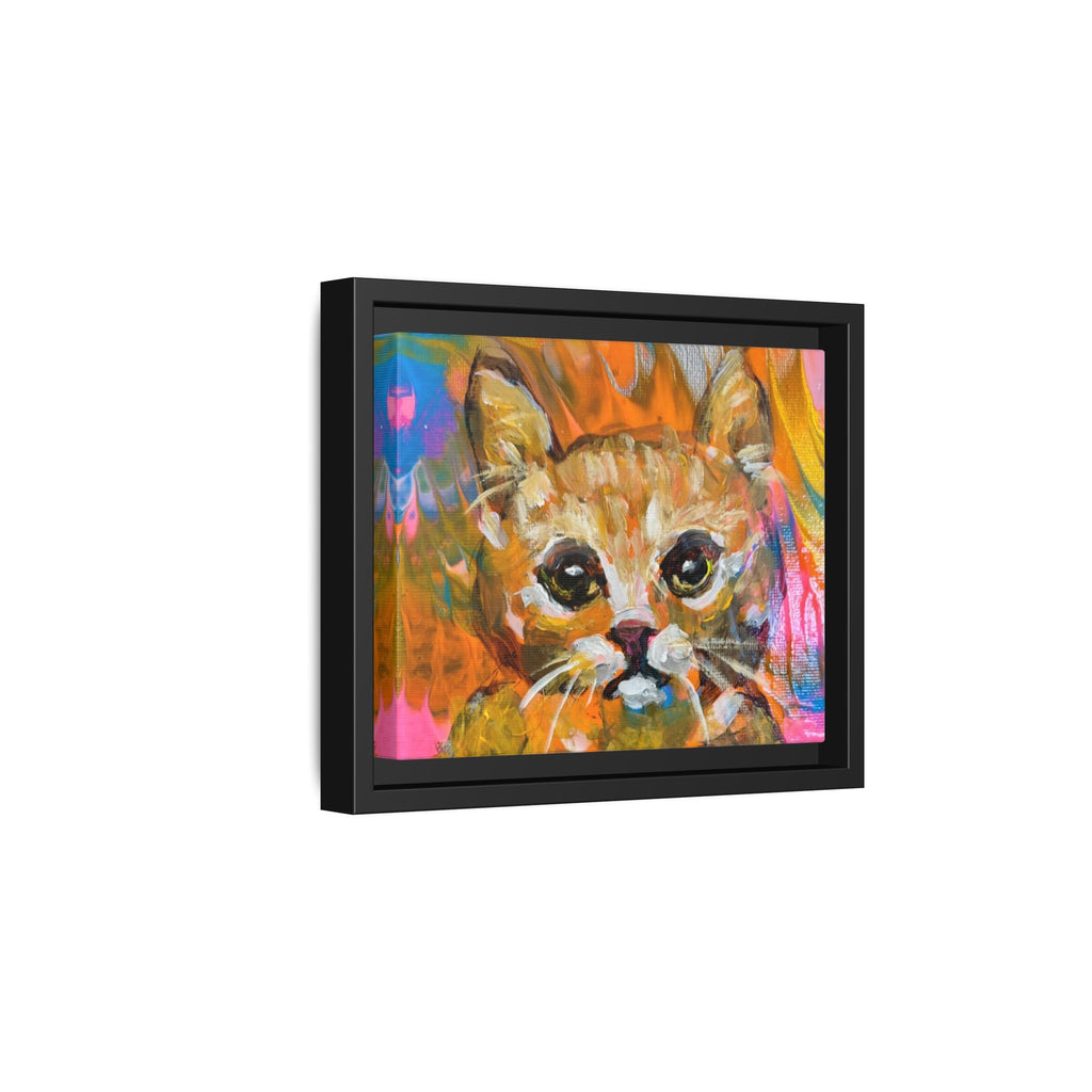 Framed Matte Canvas: Colorful Abstract Ginger Cat Wall Art