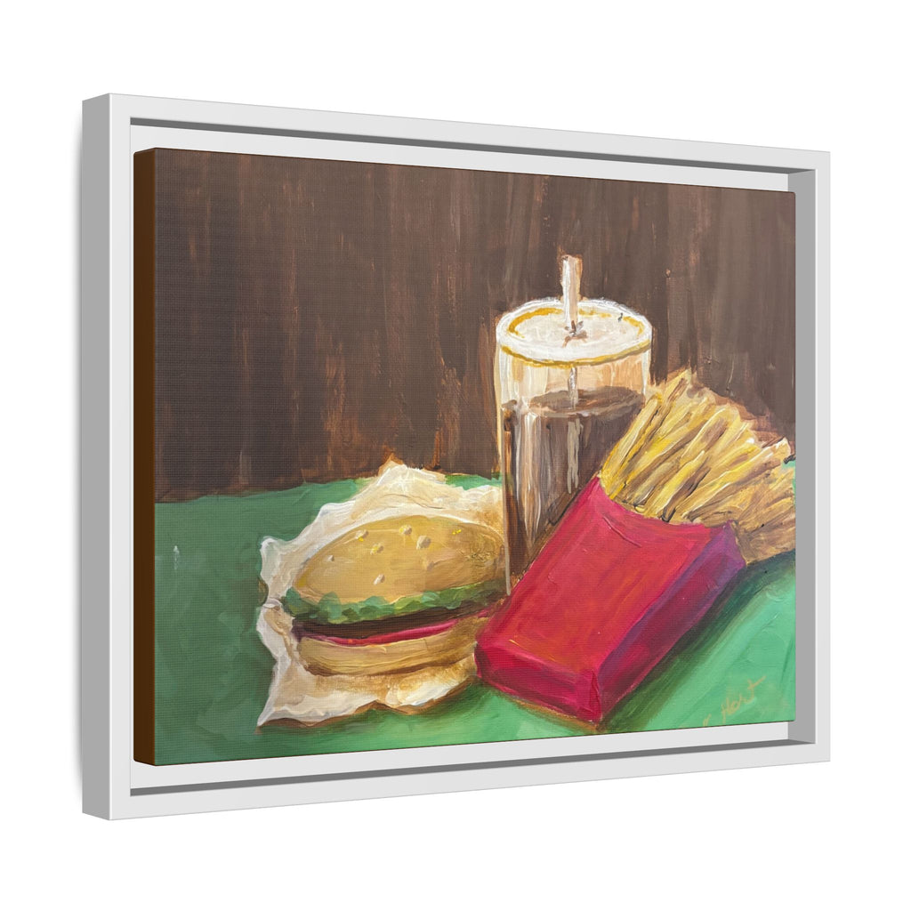 Burger and Fries Matte Canvas, Framed (Multi-color)