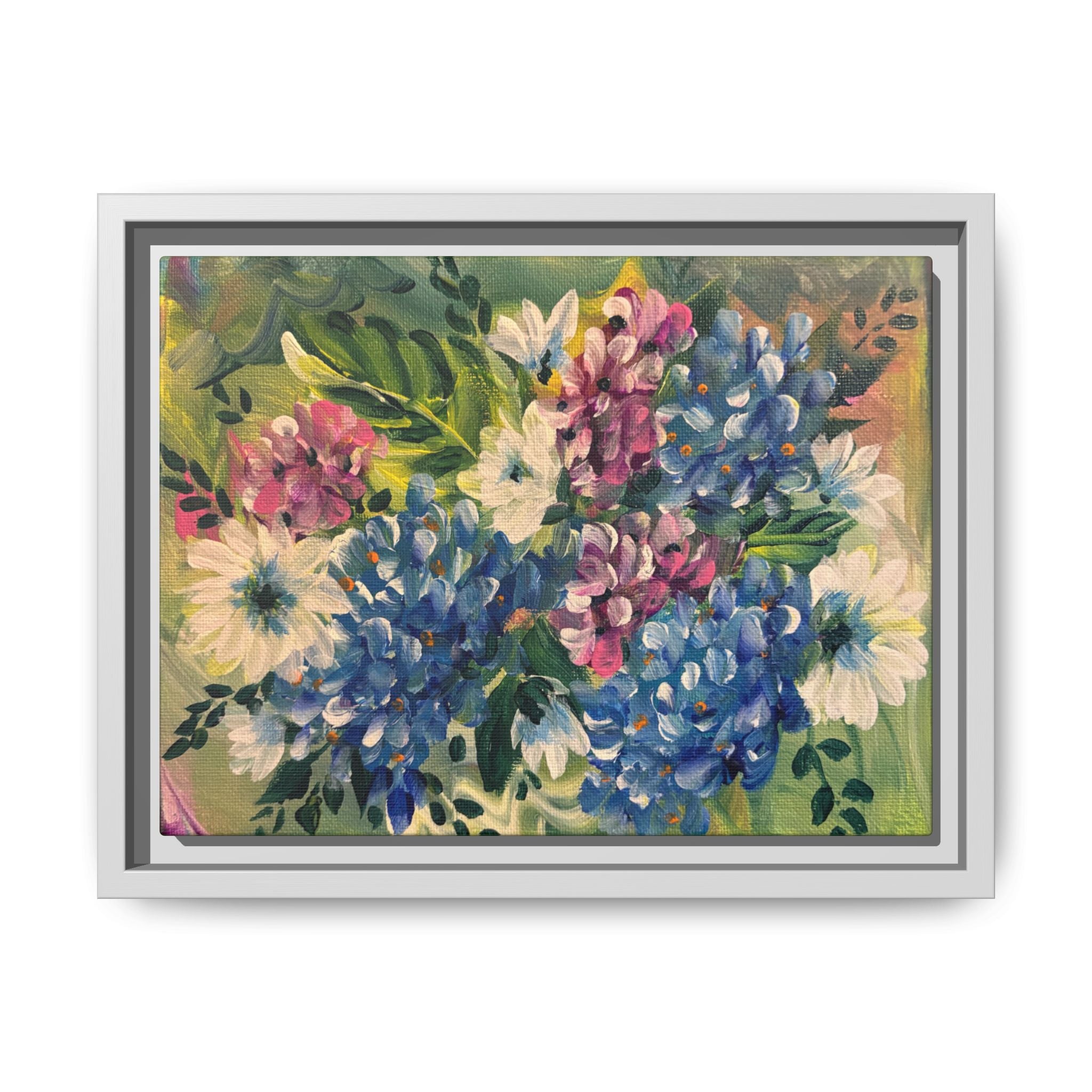Floral Abstract Matte Canvas, Framed (Multi-color)