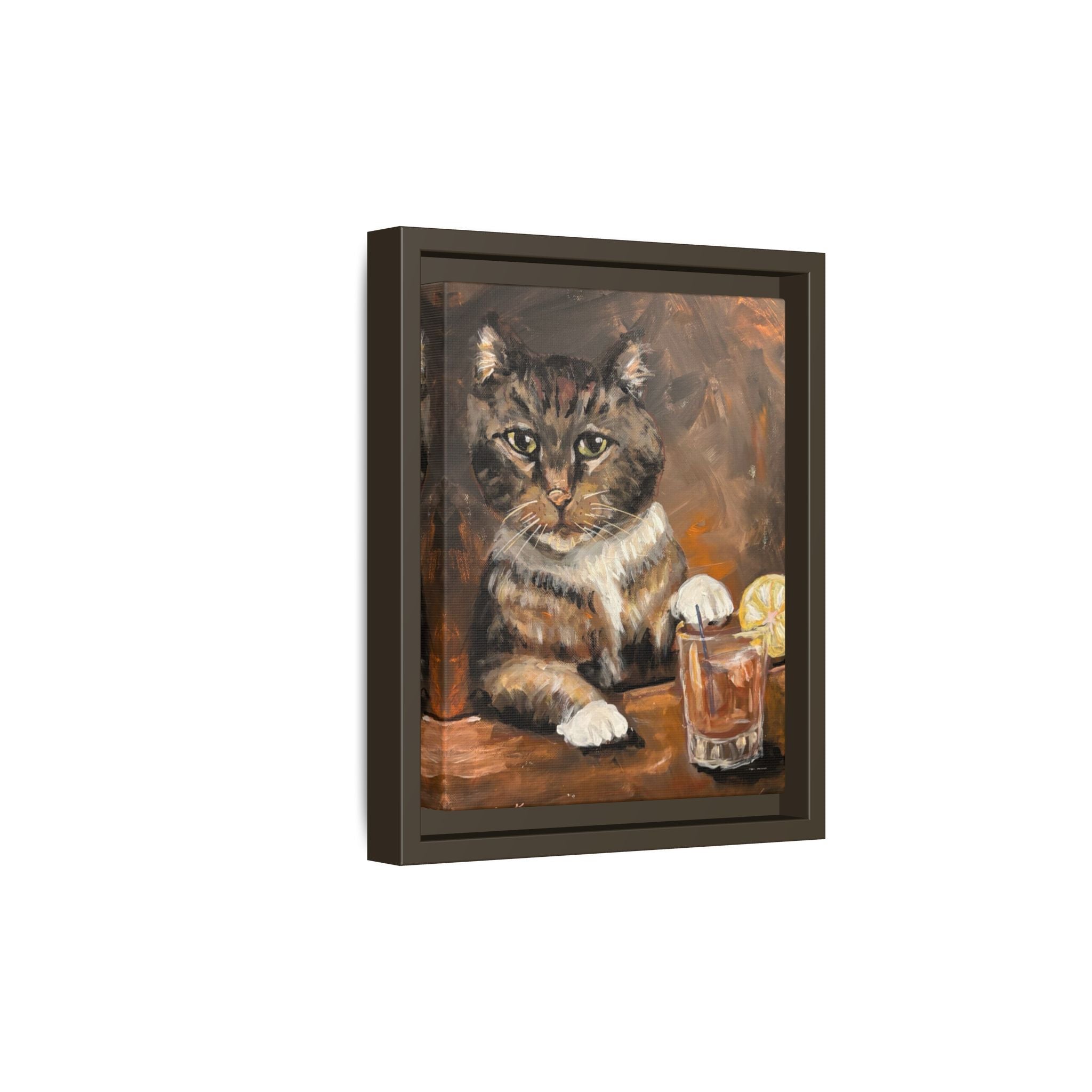 Tabby Cat With Drink - Matte Canvas Wall Art