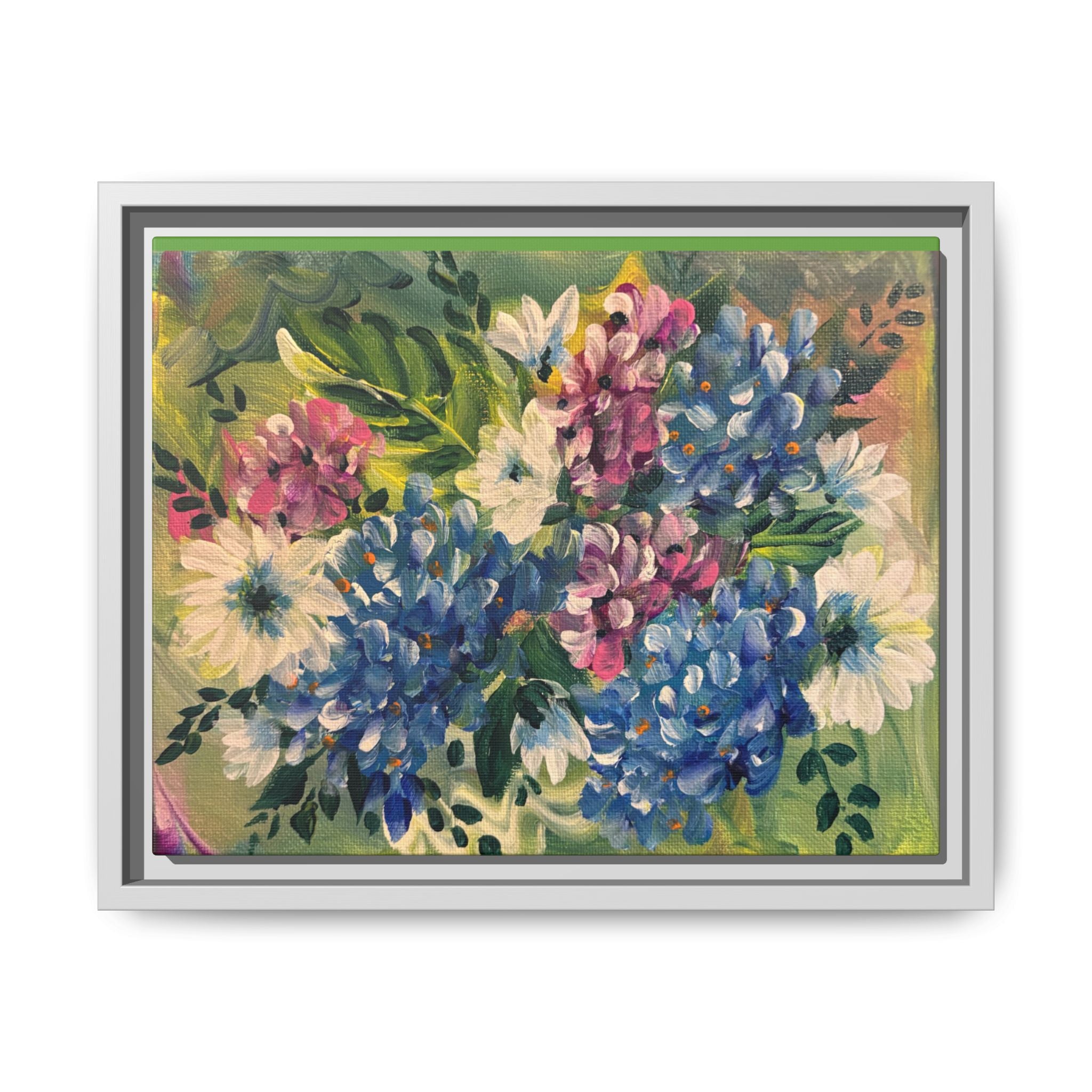 Floral Abstract Matte Canvas, Framed (Multi-color)