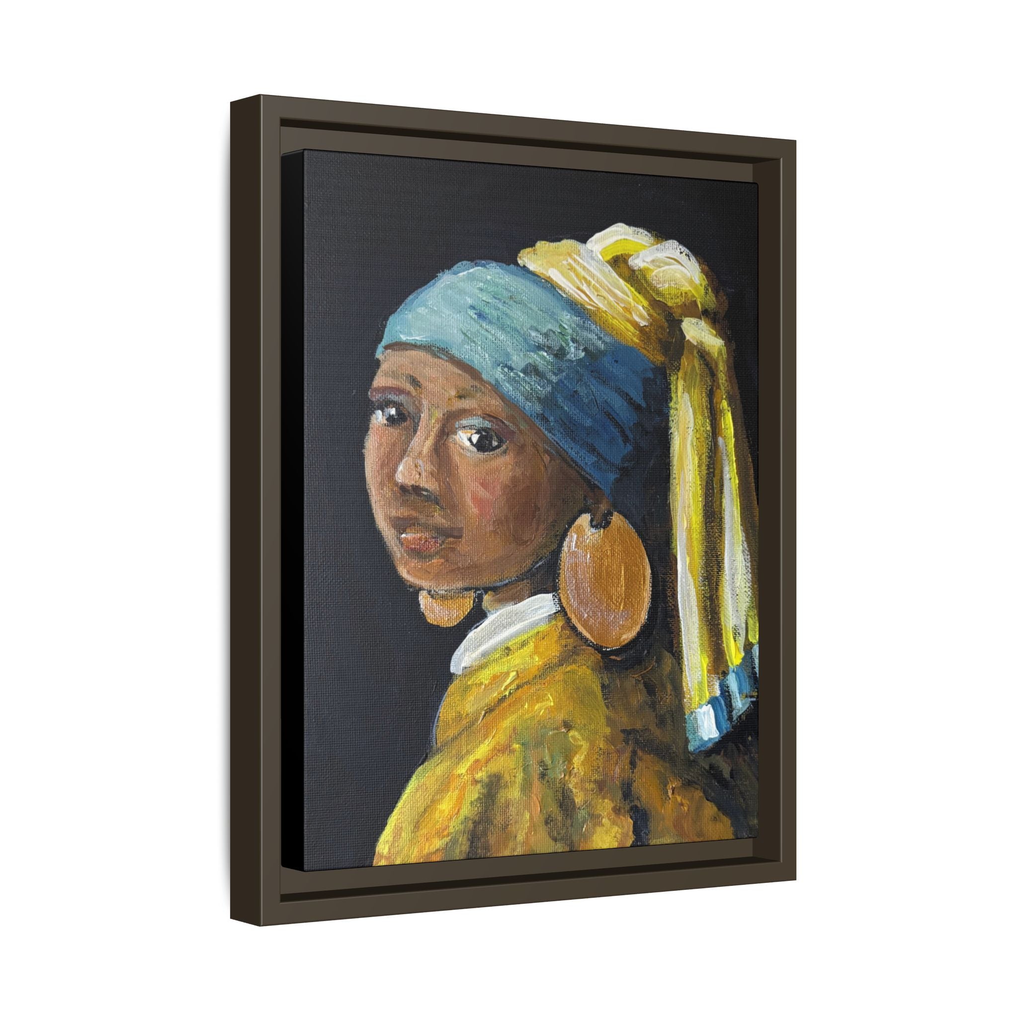 Girl with a Copper Earring, Framed Matte Canvas Print — new take on a classic.