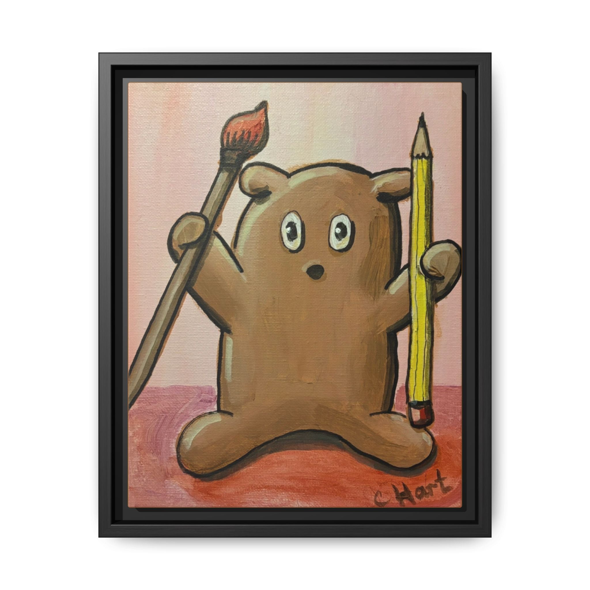 Cute Bear Framed Canvas Art