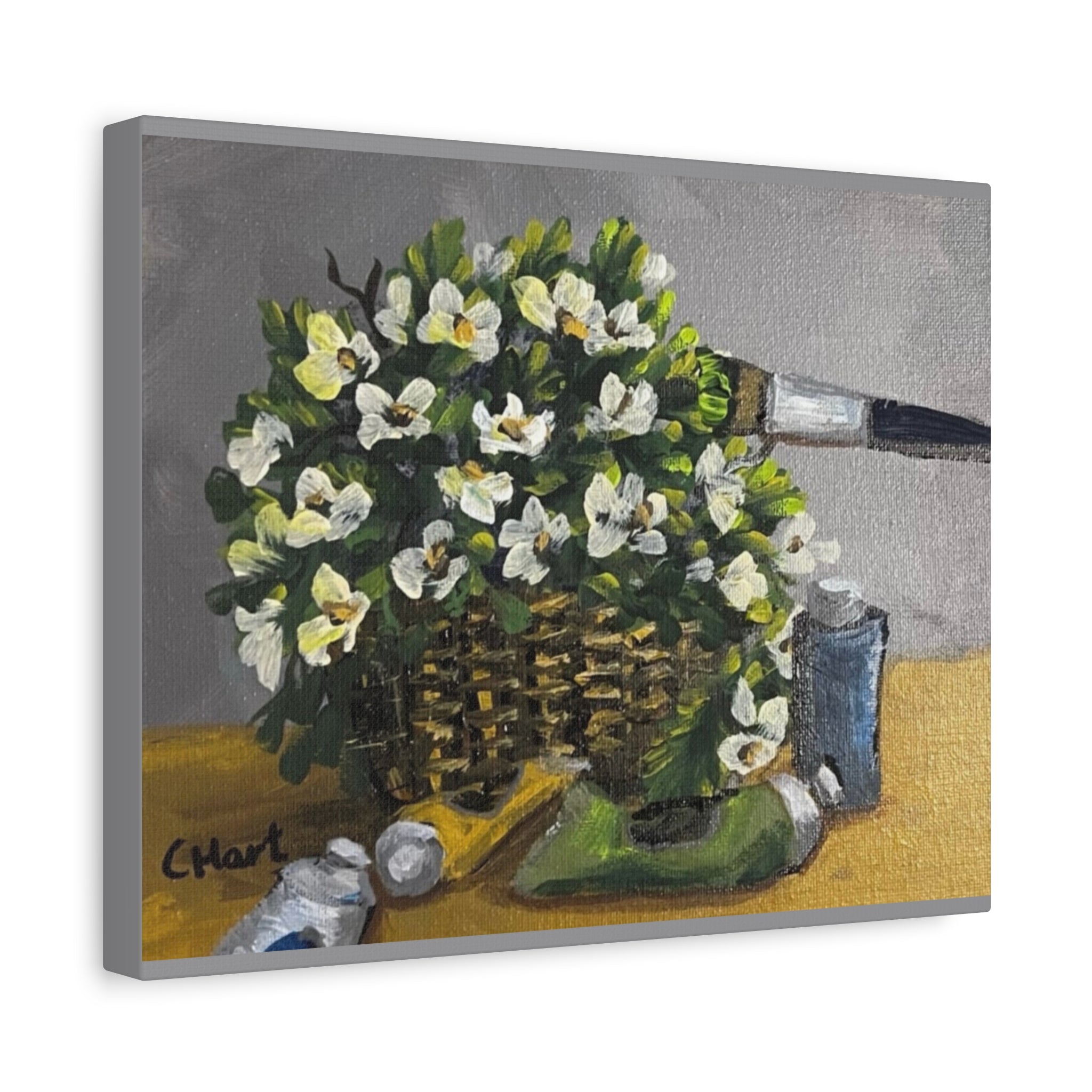 Flower Painting, Matte Printed Canvas, Stretched, 1.25"