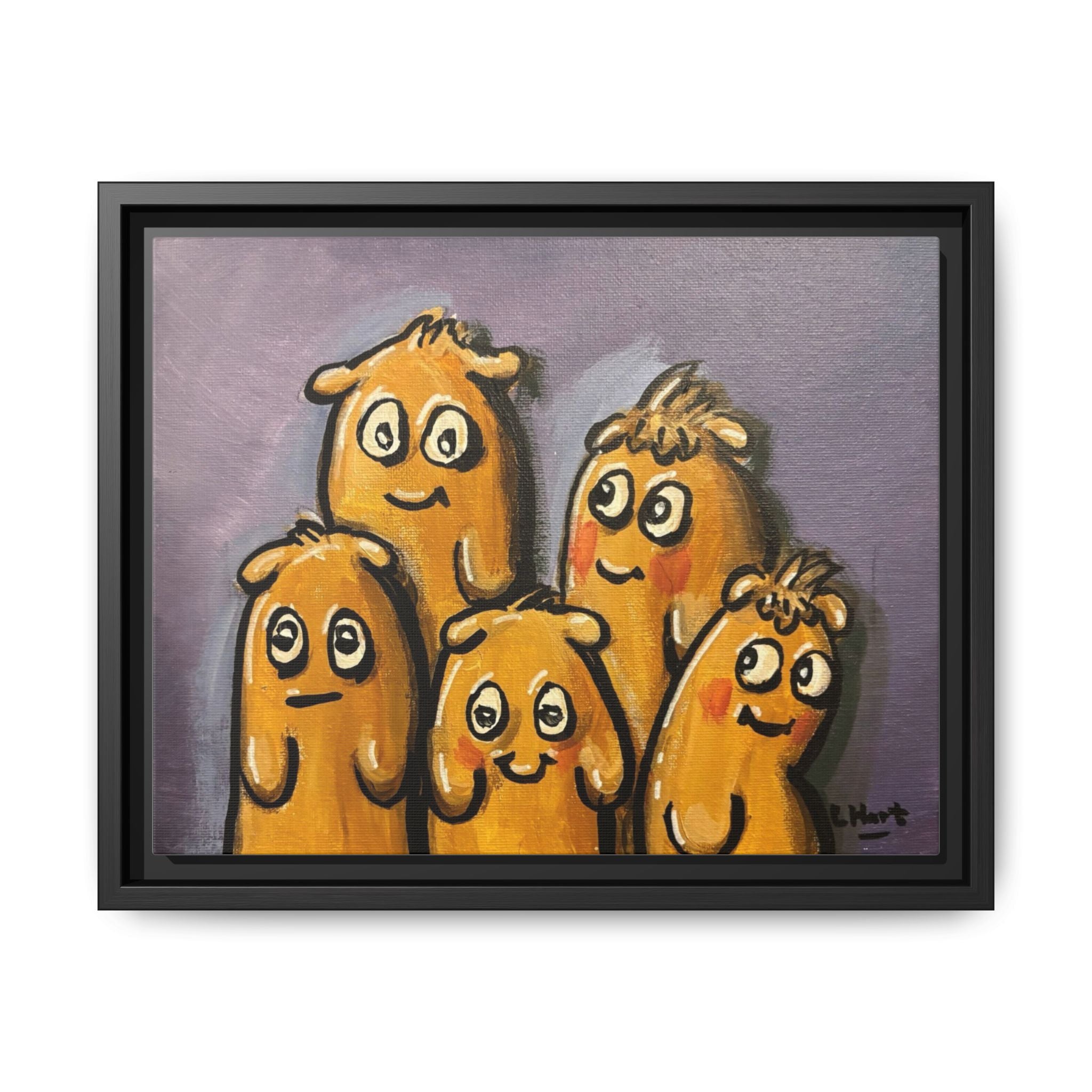 Whimsical Family Monsters Matte Canvas Framed Wall Art